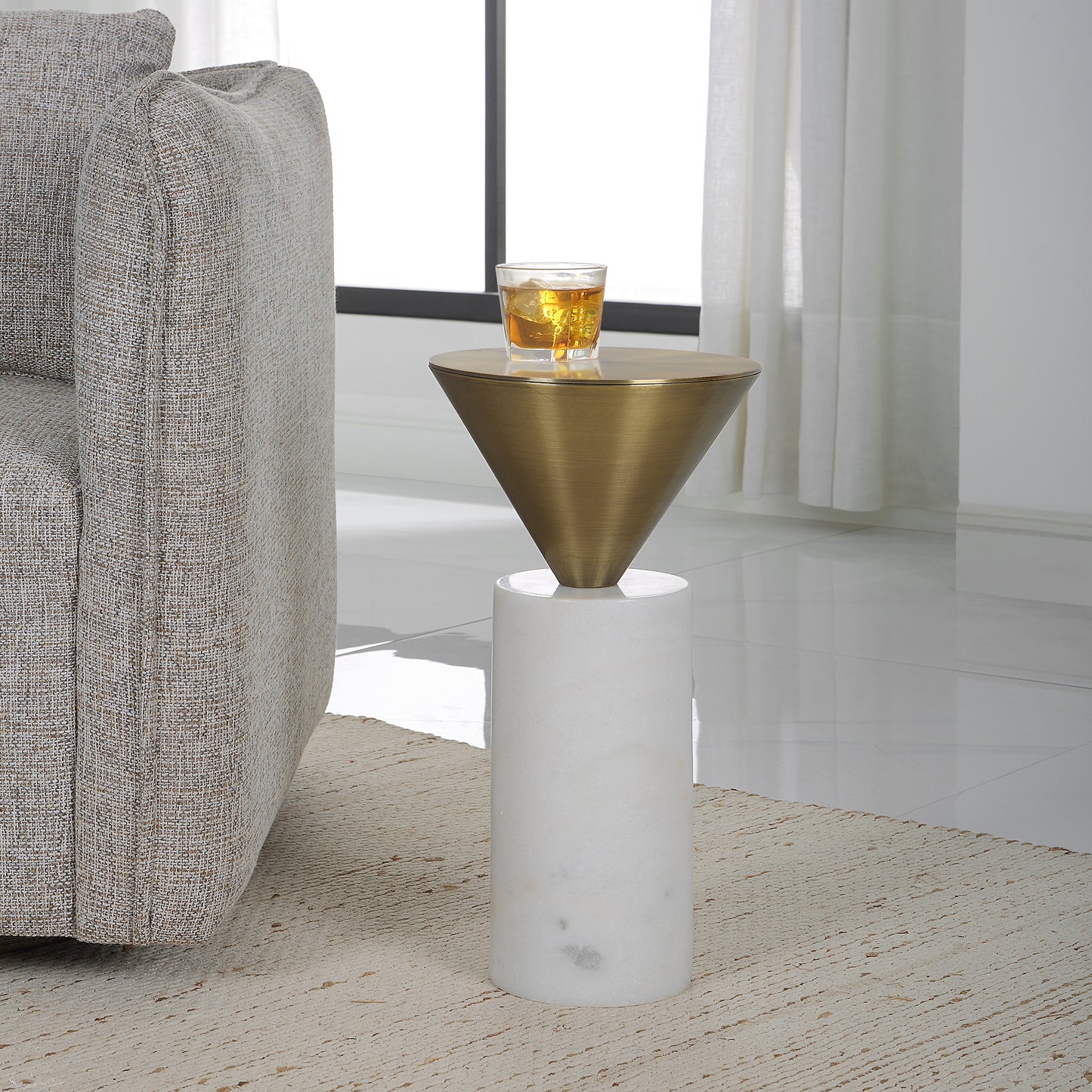 Uttermost 25250 Top Hat Brass Drink Table