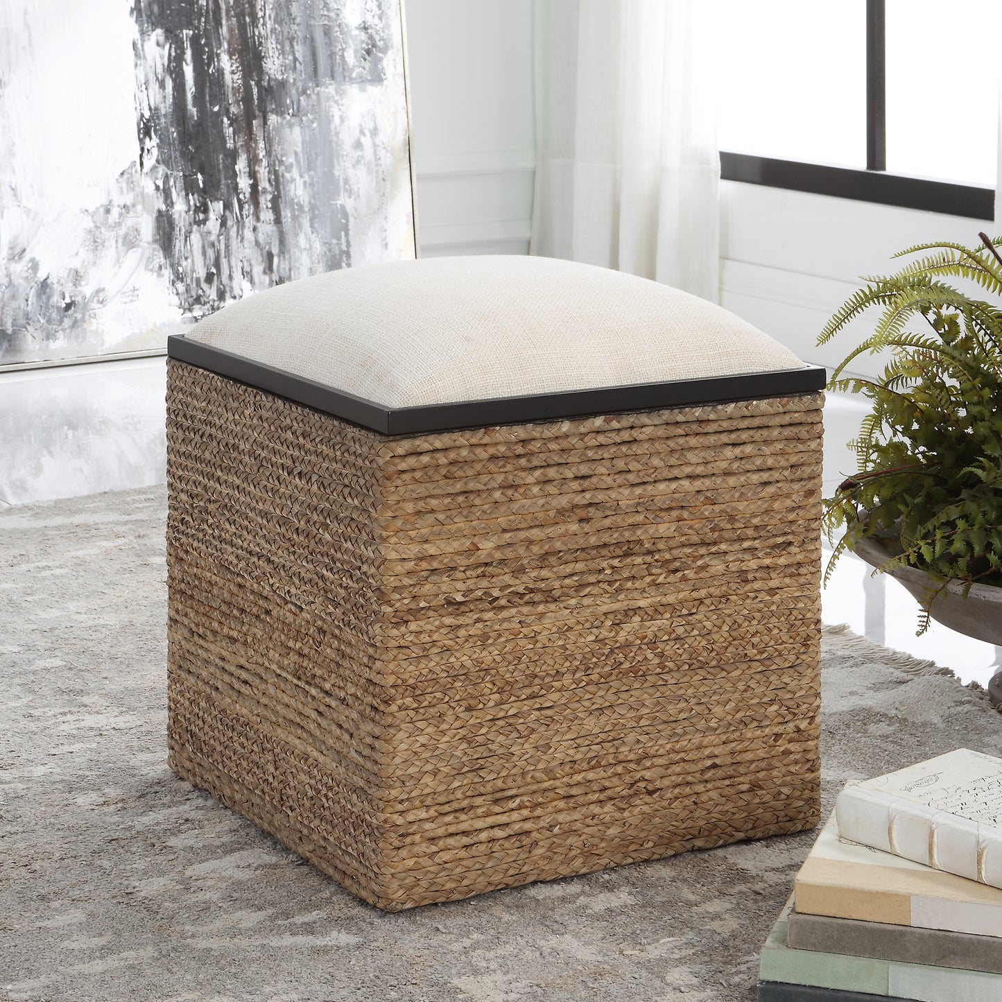 Uttermost 23735 Island Square Straw Accent Stool
