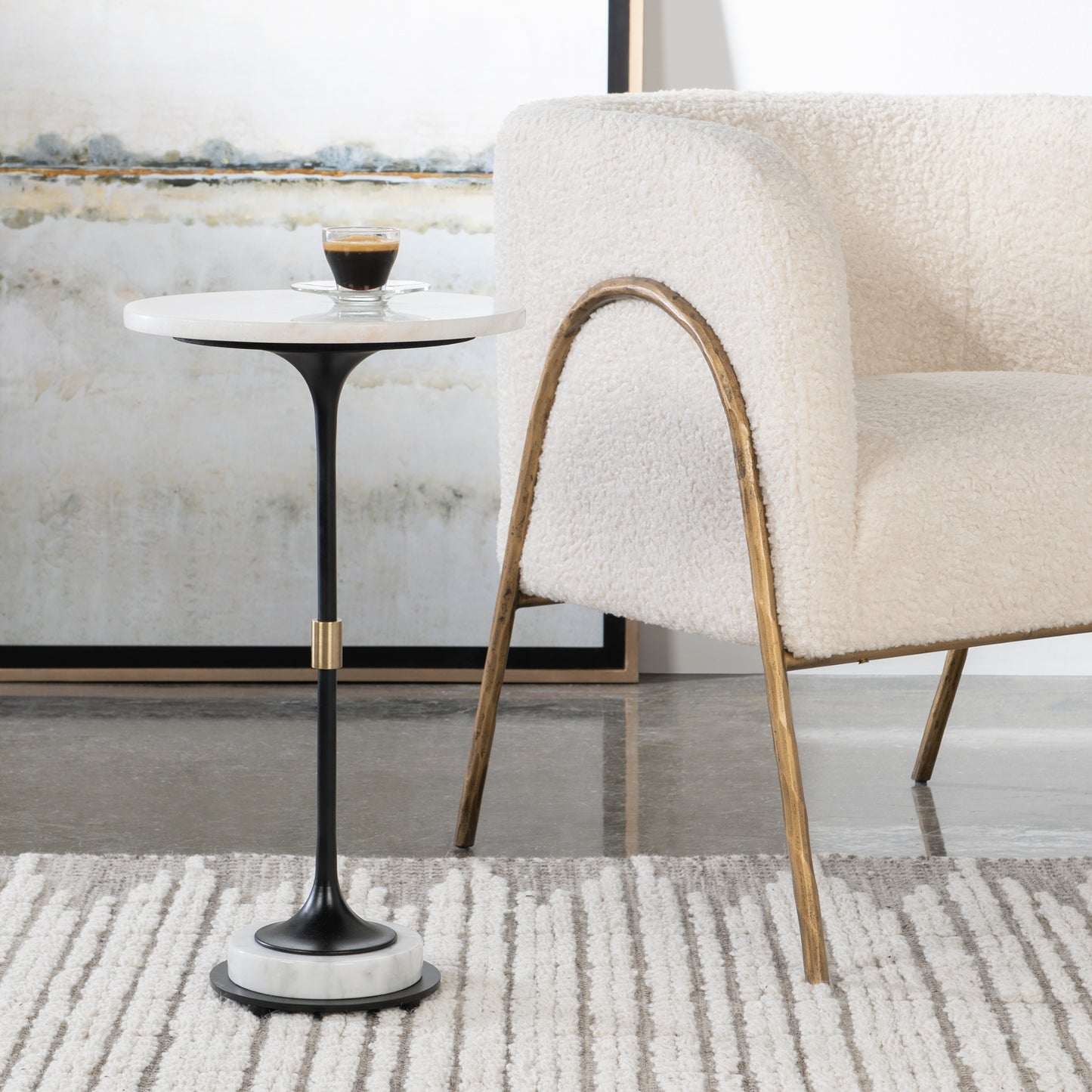 Uttermost 25231 Sentry White Marble Accent Table