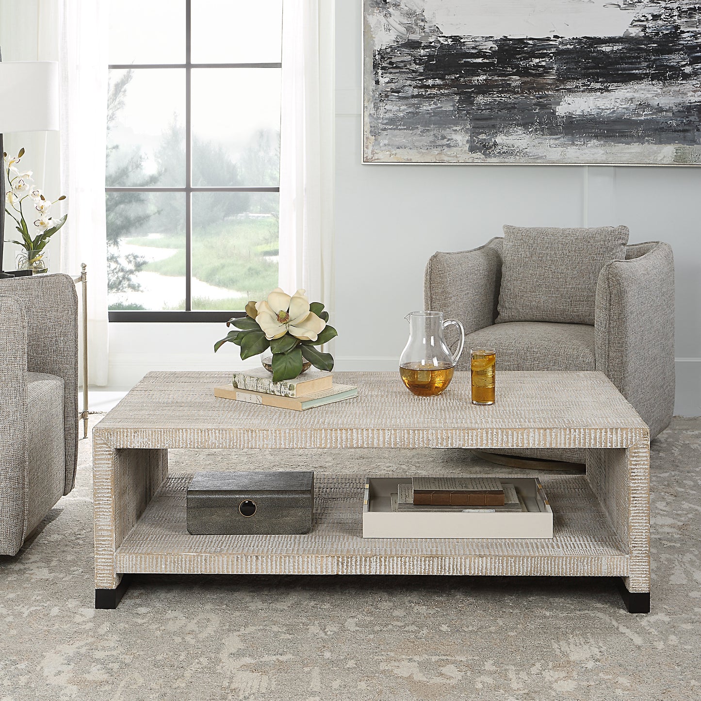 Uttermost 25285 Bosk White Washed Coffee Table