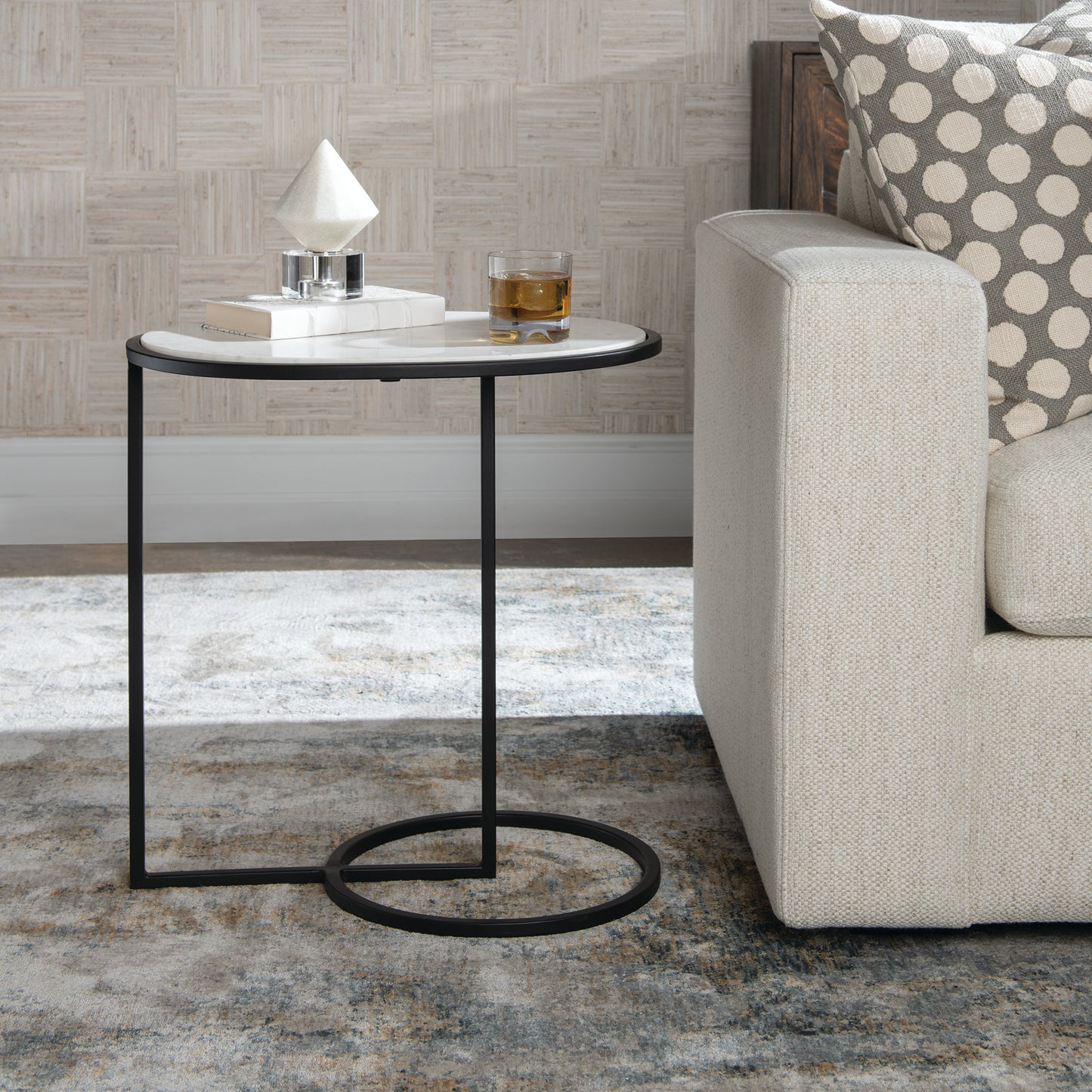 Uttermost 25749 Twofold White Marble Accent Table