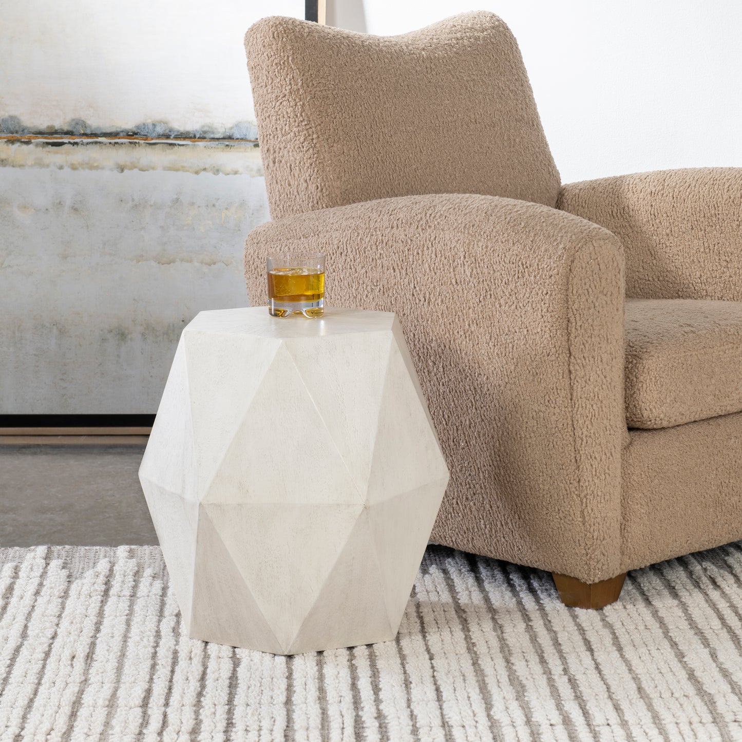 Uttermost 25273 Volker White Geometric Accent Table