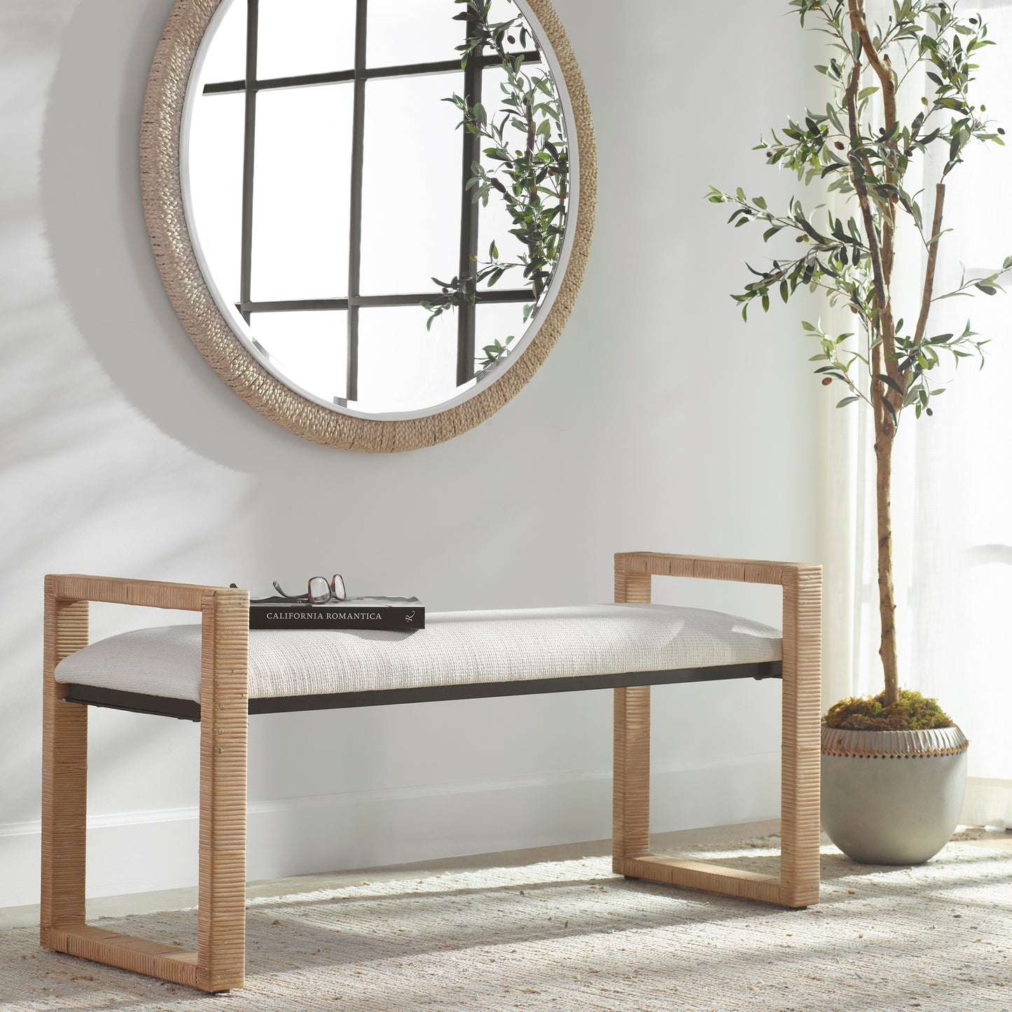 Uttermost 23760 Areca Coastal Rattan Bench