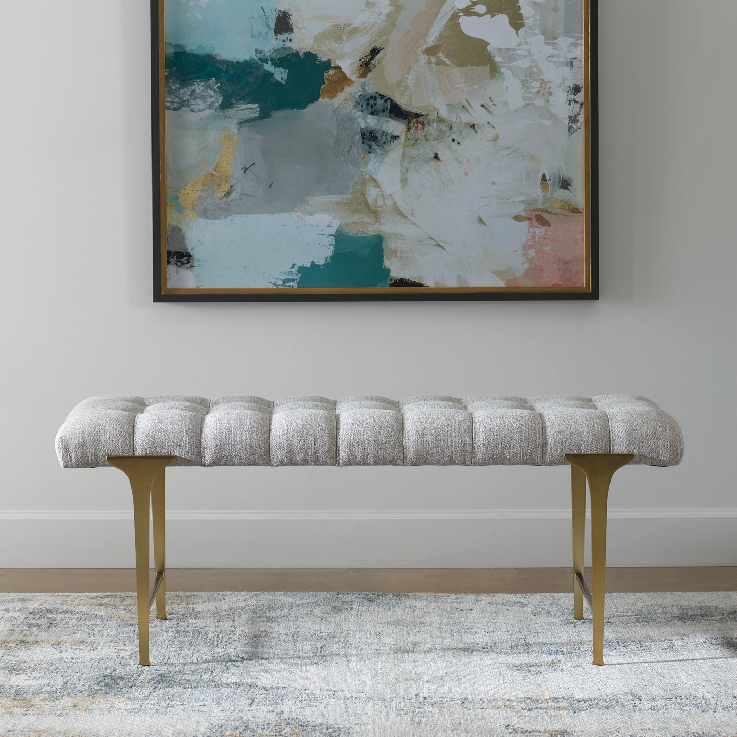 Uttermost 23765 Imperial Upholstered Gray Bench