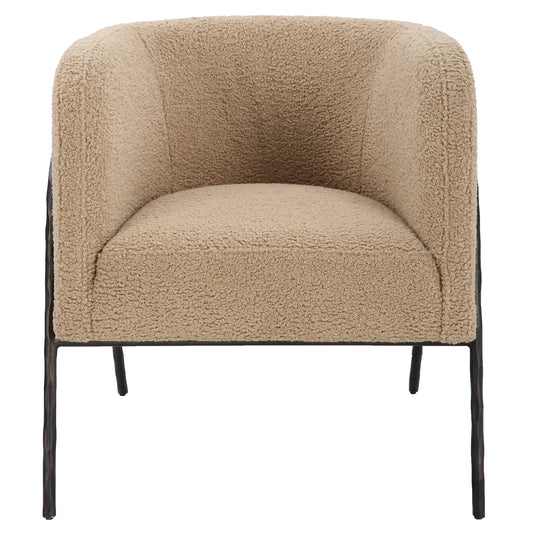 Uttermost 23754 Jacobsen Tan Shearling Barrel Chair