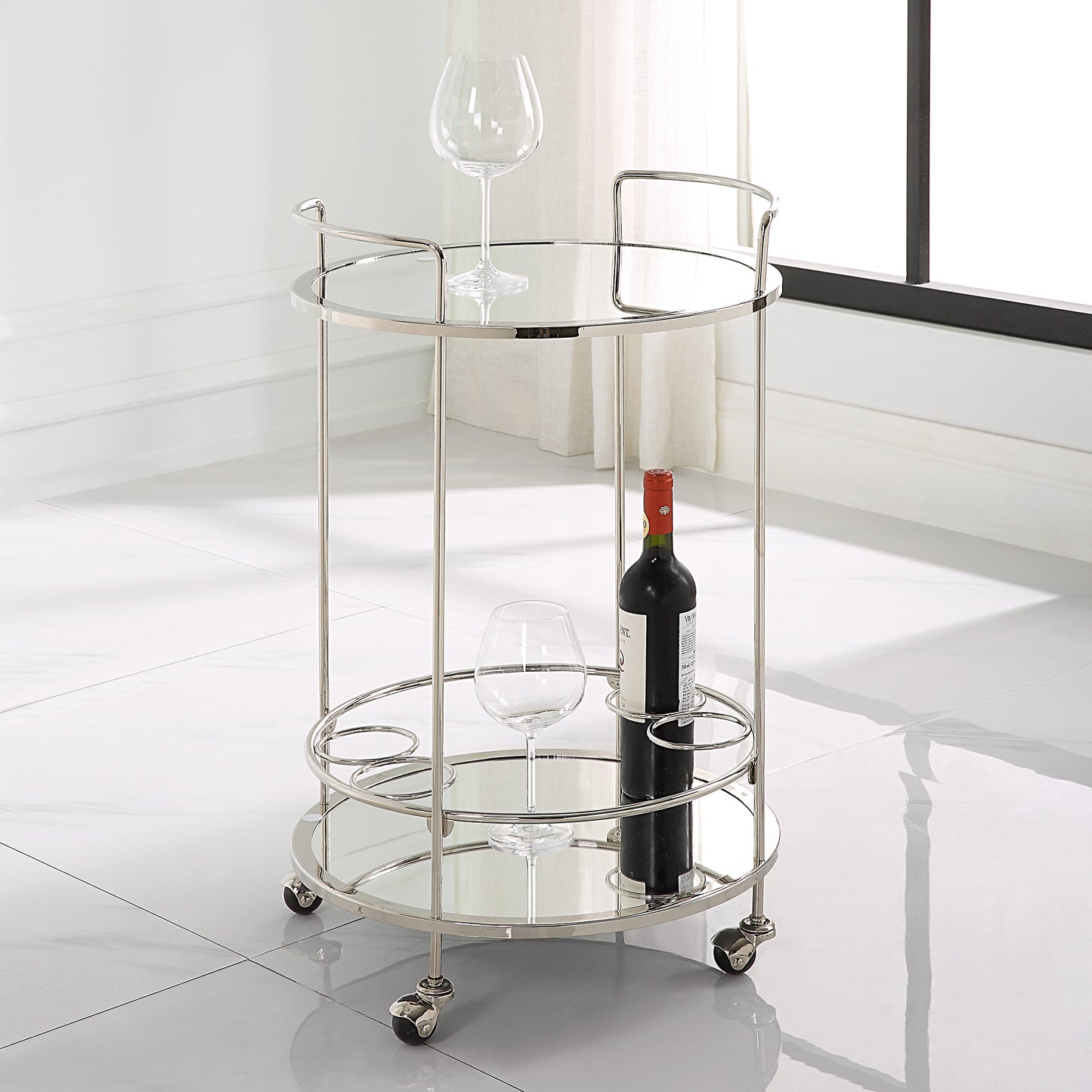 Uttermost 22895 Spritz Chrome Bar Cart