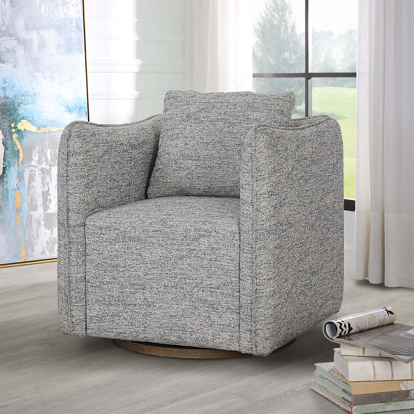 Uttermost 23820 Corben Blue Swivel Chair