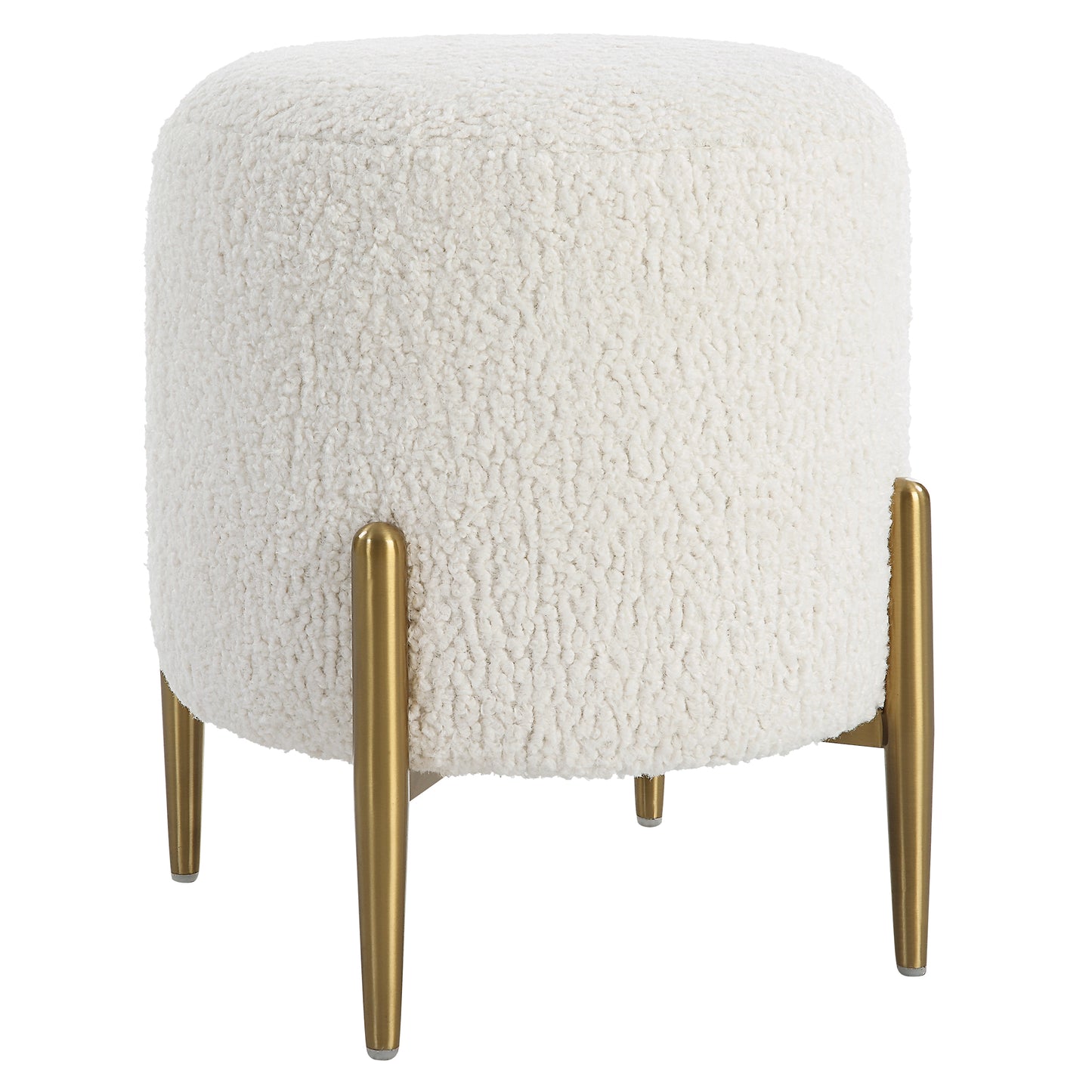 Uttermost 23821 Arles White Shearling Brass Ottoman