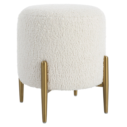 Uttermost 23821 Arles White Shearling Brass Ottoman
