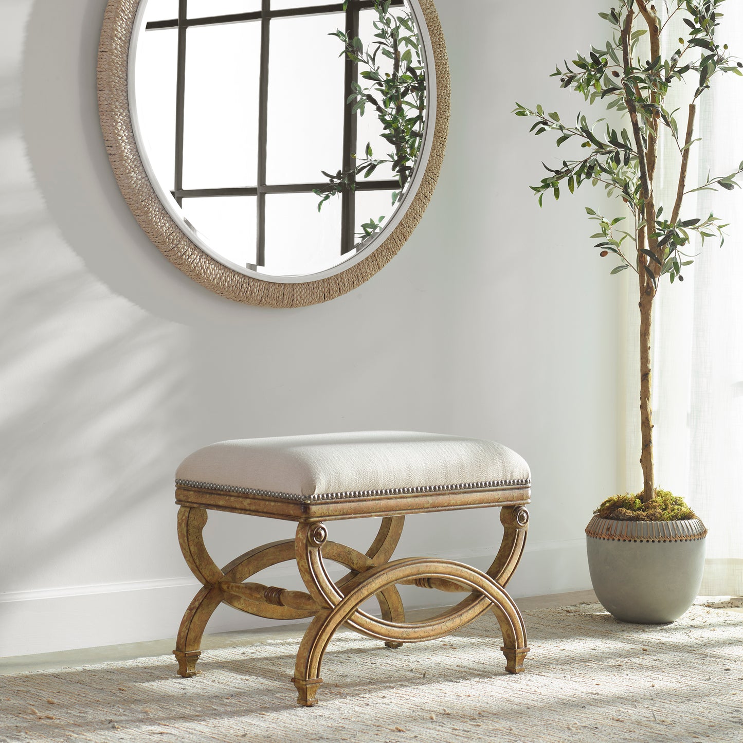 Uttermost 23052 Karline Natural Linen Small Bench