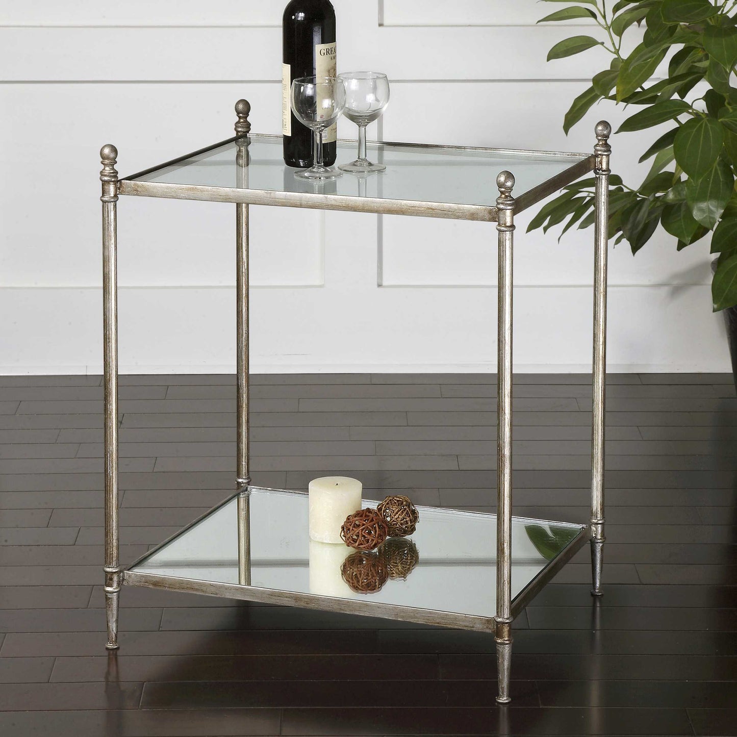 Uttermost 24282 Gannon Mirrored Glass End Table