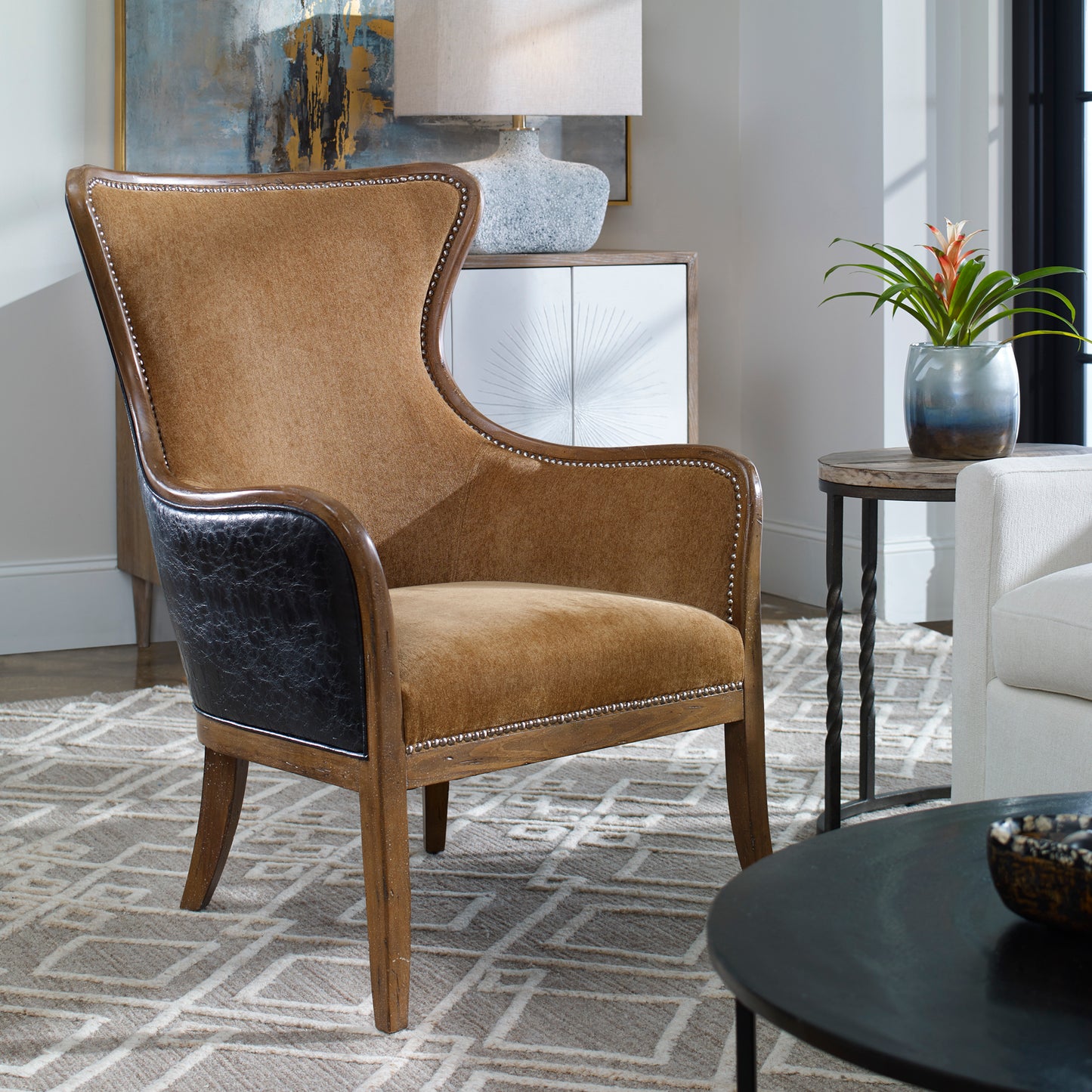 Uttermost 23158 Snowden Tan Wing Chair