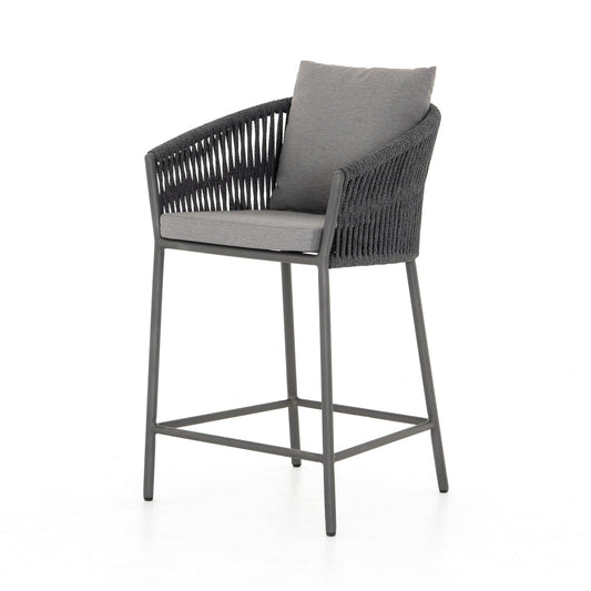 Four Hands JSOL-09905K-562 Porto Outdoor Bar & Counter Stool - Venao Charcoal