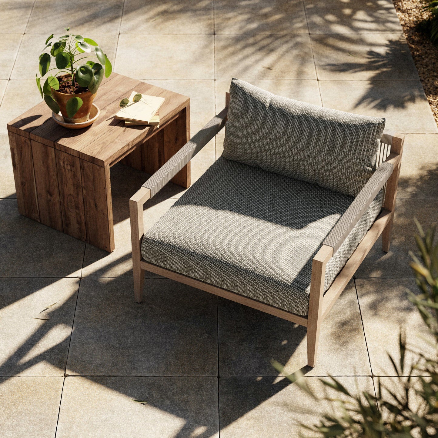 Four Hands JSOL-10002K-970 Sherwood Outdoor Chair, Washed Brown - Faye Ash