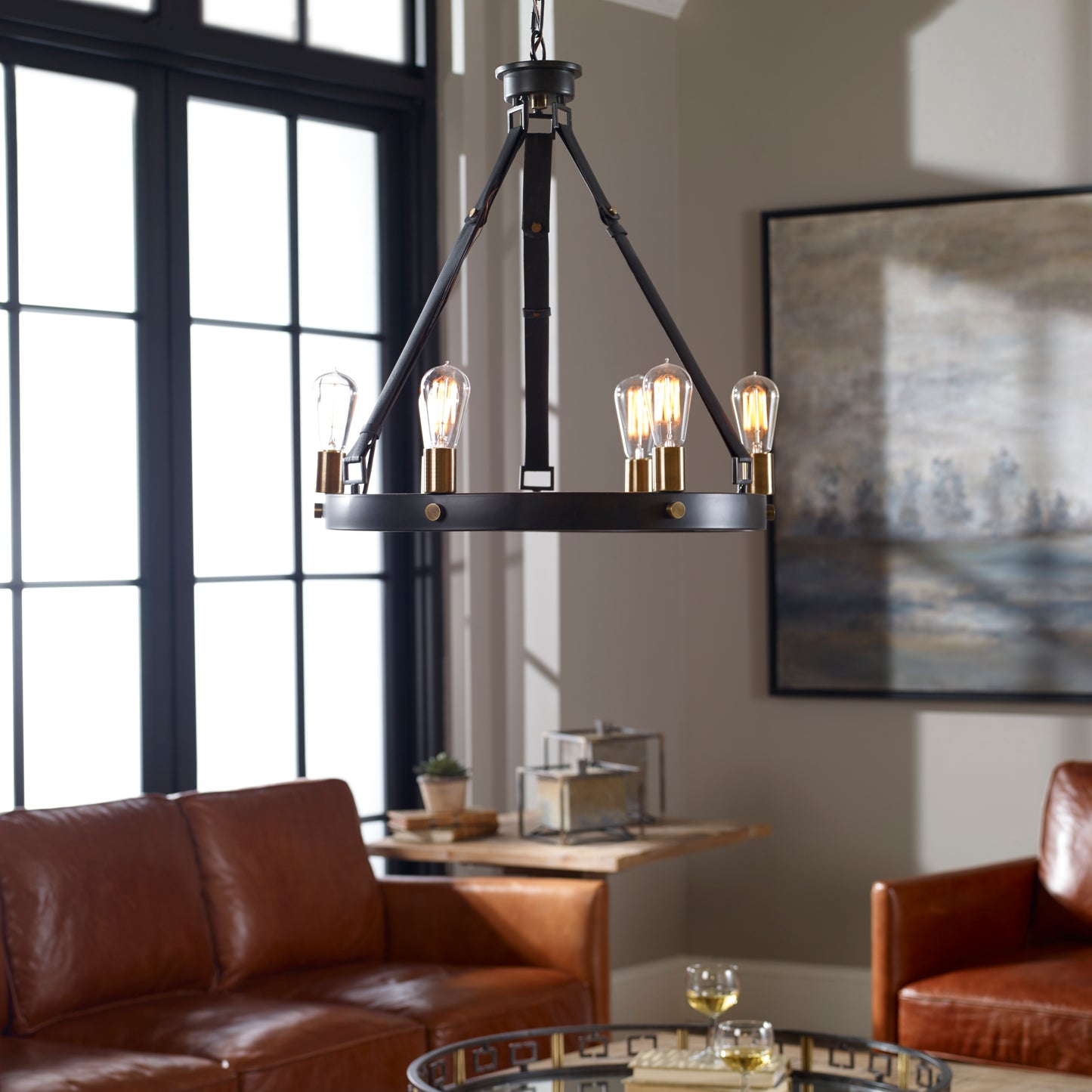 Uttermost 21273 Marlow 6 Light Antique Bronze Chandelier