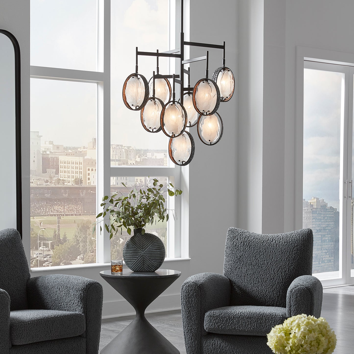 Uttermost 21317 Maxin Dark Bronze 9 Light Chandelier