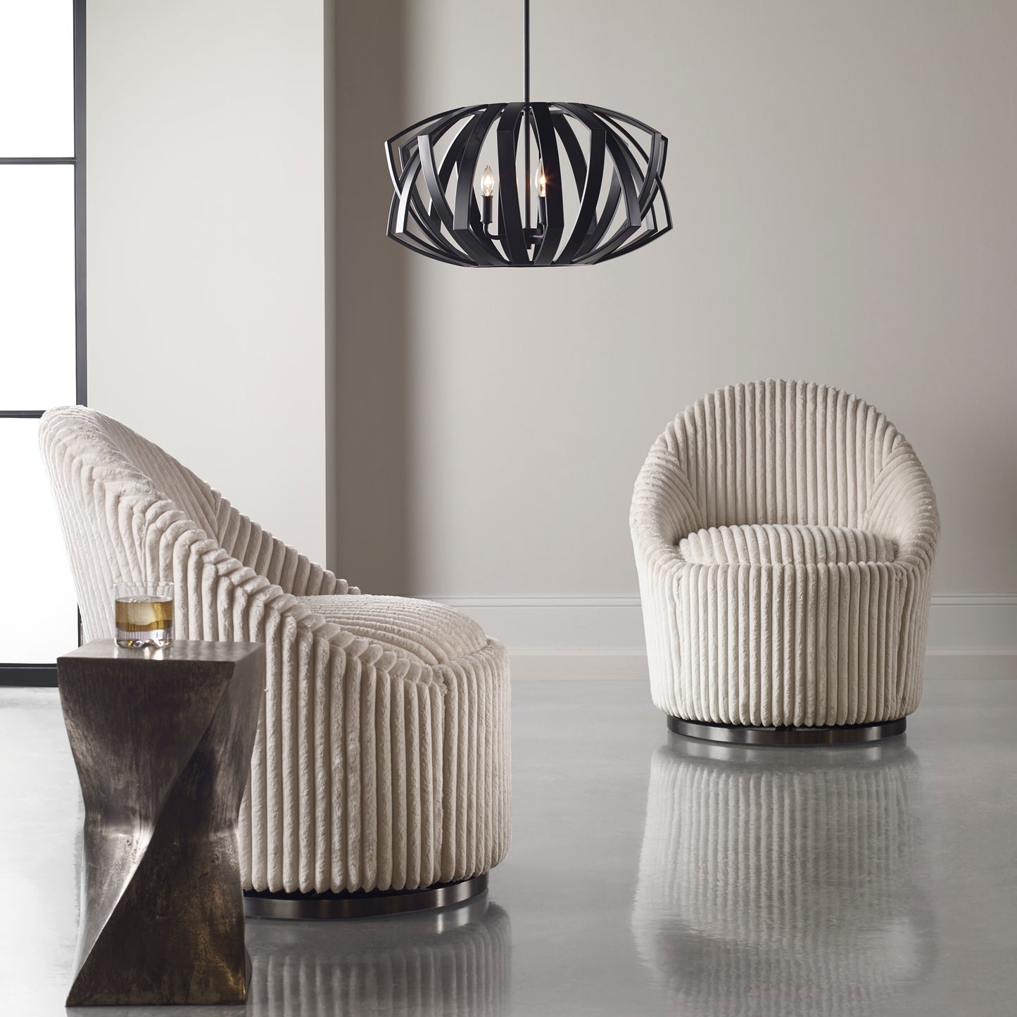 Uttermost 22137 Thales Black Geometric 3 Light Pendant