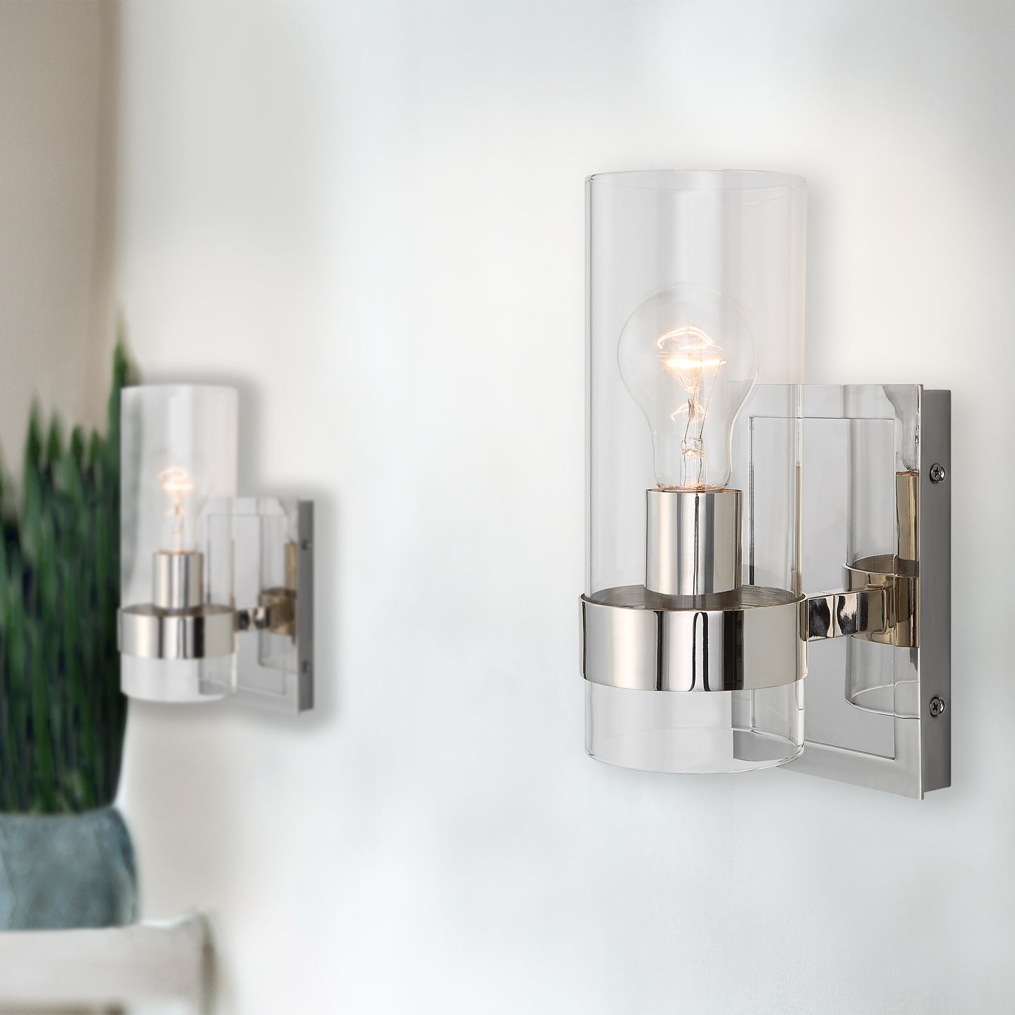 Uttermost 22550 Cardiff Nickel 1 Light Cylinder Sconce