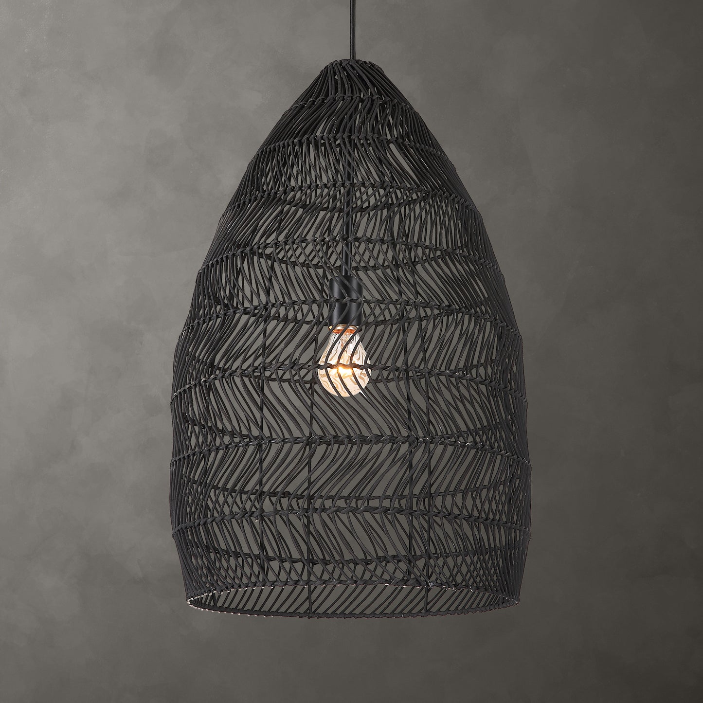 Uttermost 21588 Nandi 1 Light Woven Black Pendant