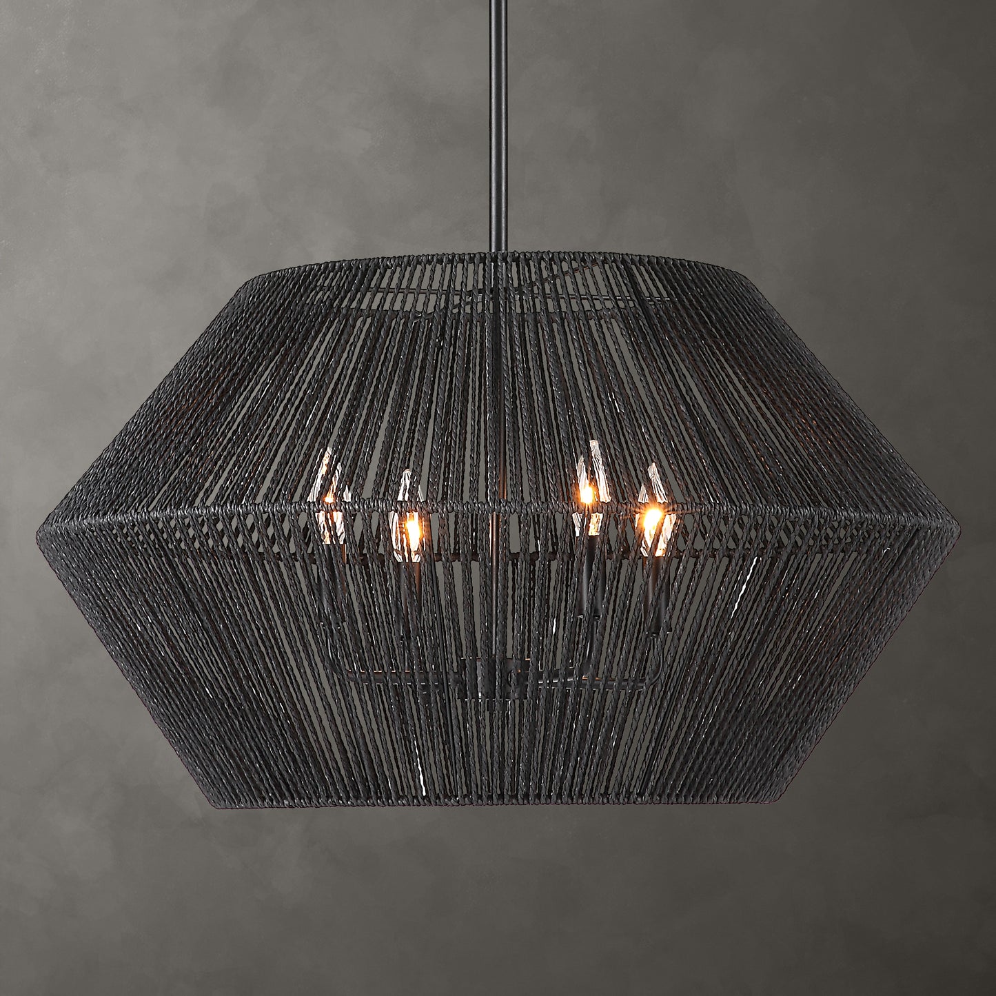 Uttermost 21589 Suva 4 Light Black Rope Pendant