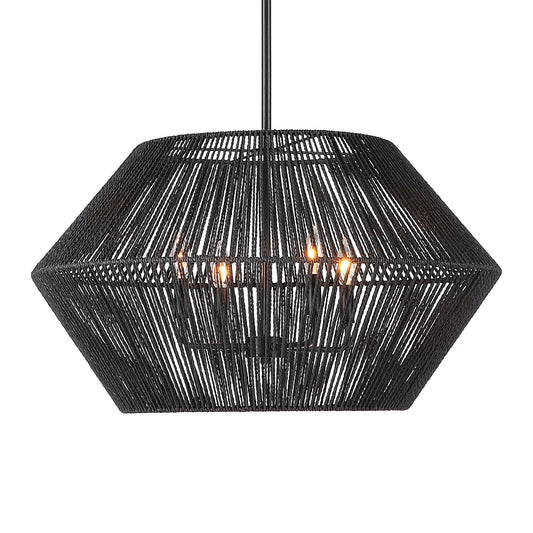 Uttermost 21589 Suva 4 Light Black Rope Pendant