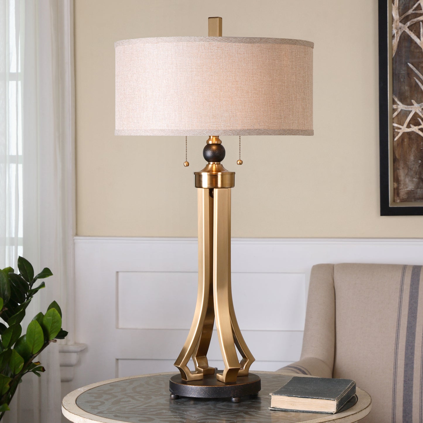 Uttermost 26631-1 Selvino Brushed Brass Table Lamp