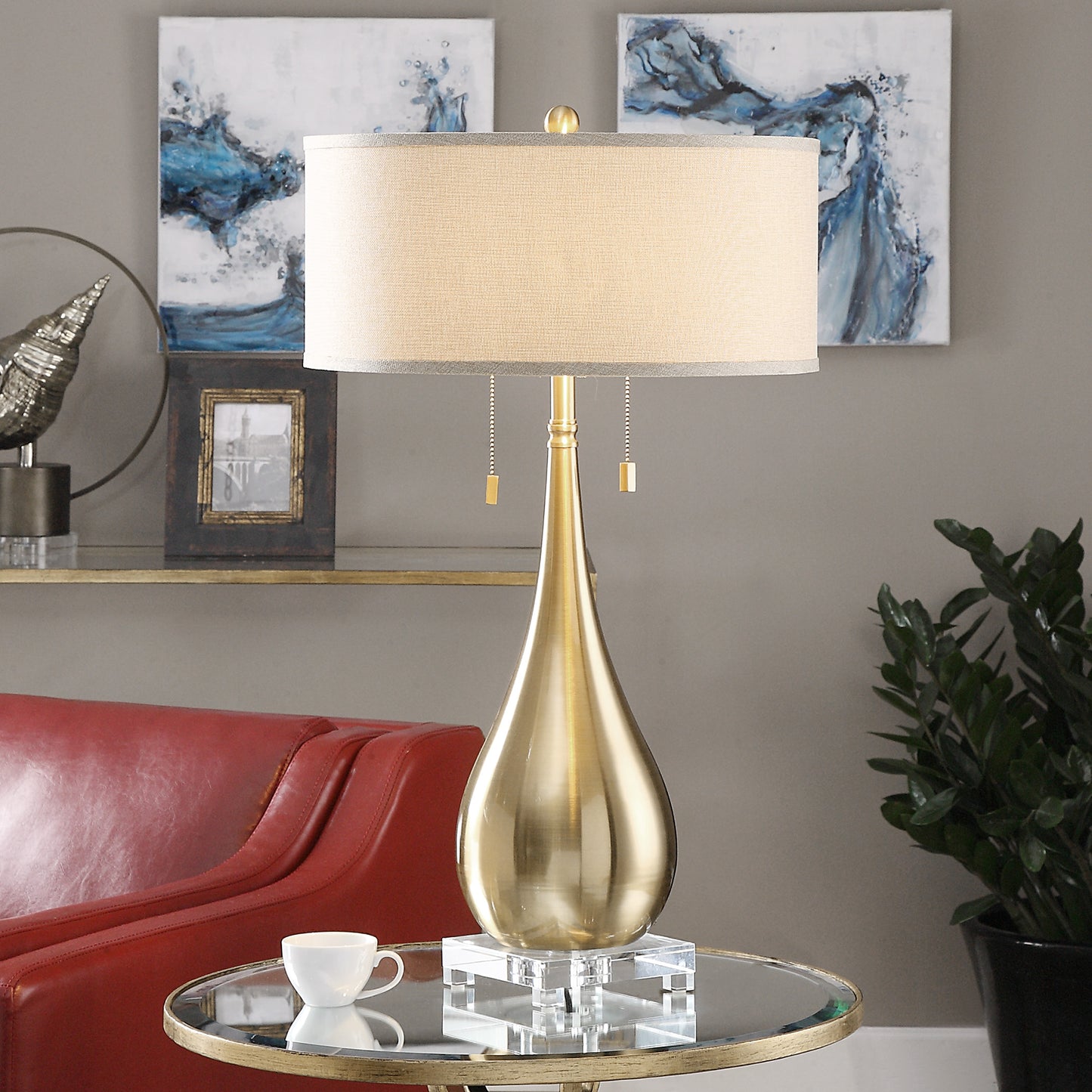 Uttermost 27048-1 Lagrima Brushed Brass Lamp