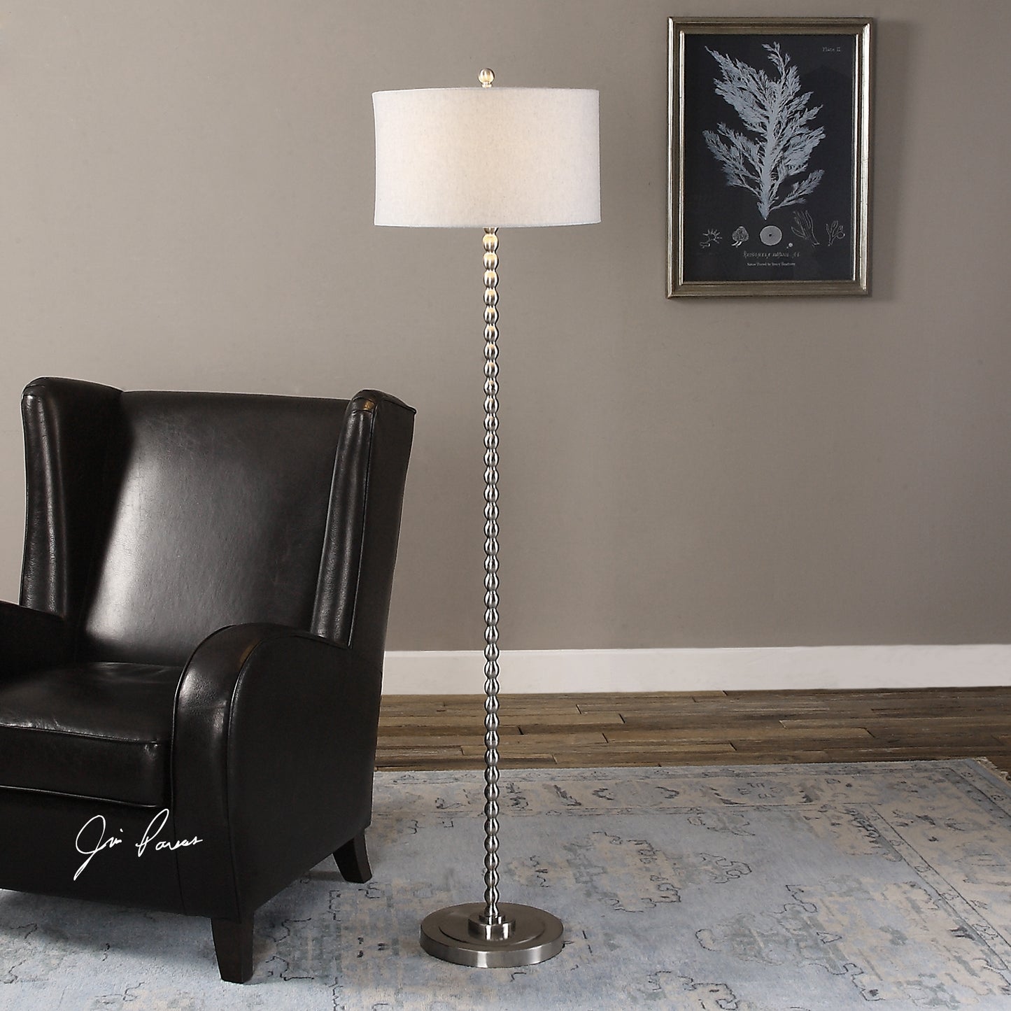 Uttermost 28640-1 Sherise Beaded Nickel Floor Lamp