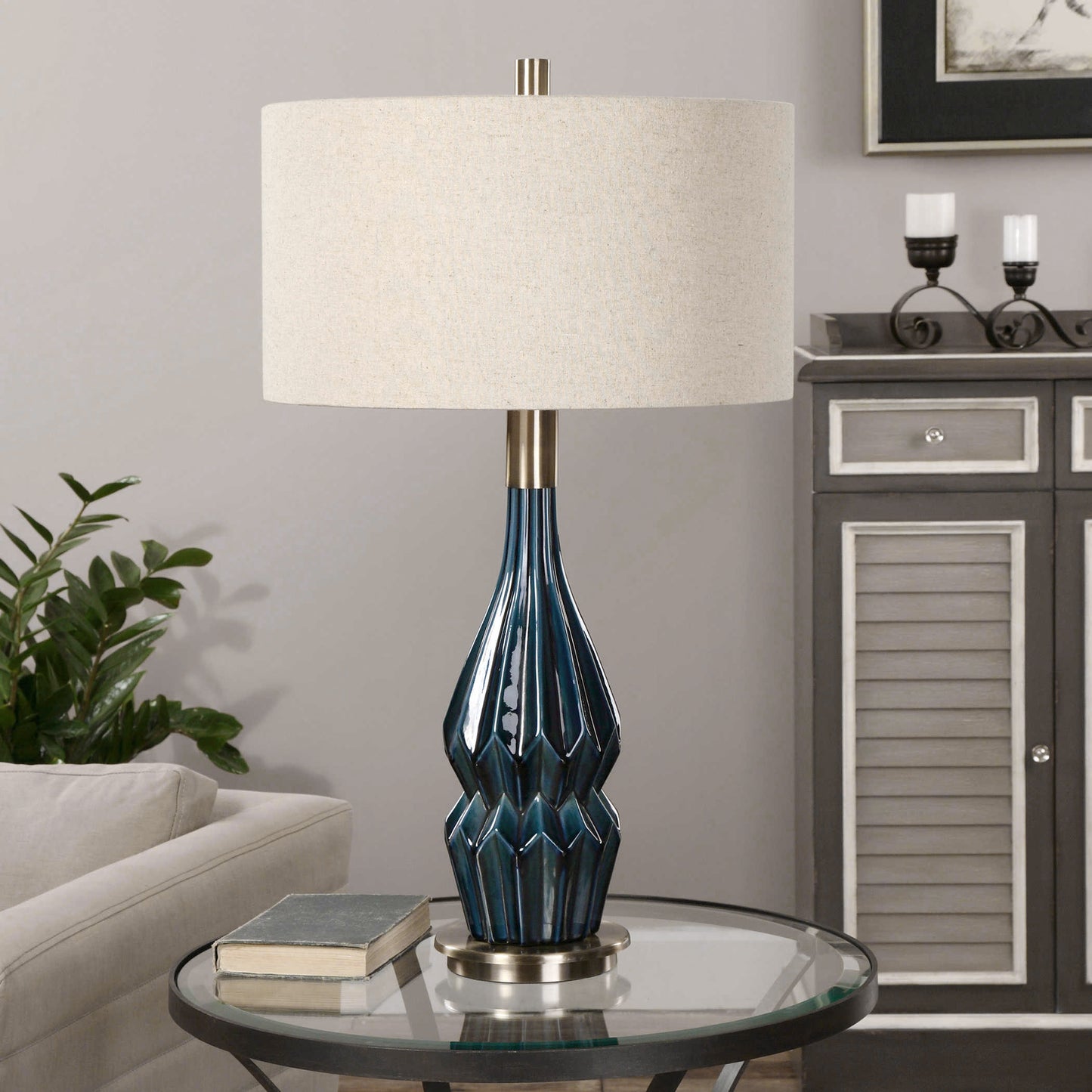 Uttermost 27081-1 Prussian Blue Ceramic Lamp