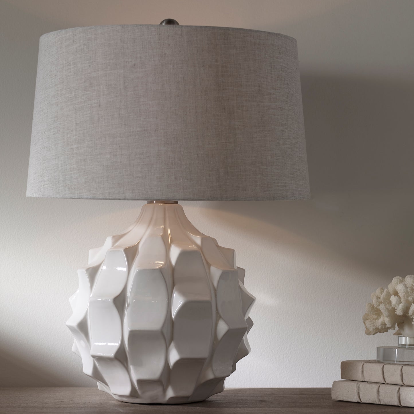 Uttermost 27052 Guerina Scalloped White Lamp