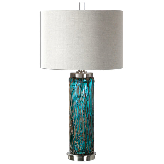 Uttermost 27087-1 Almanzora Blue Glass Lamp