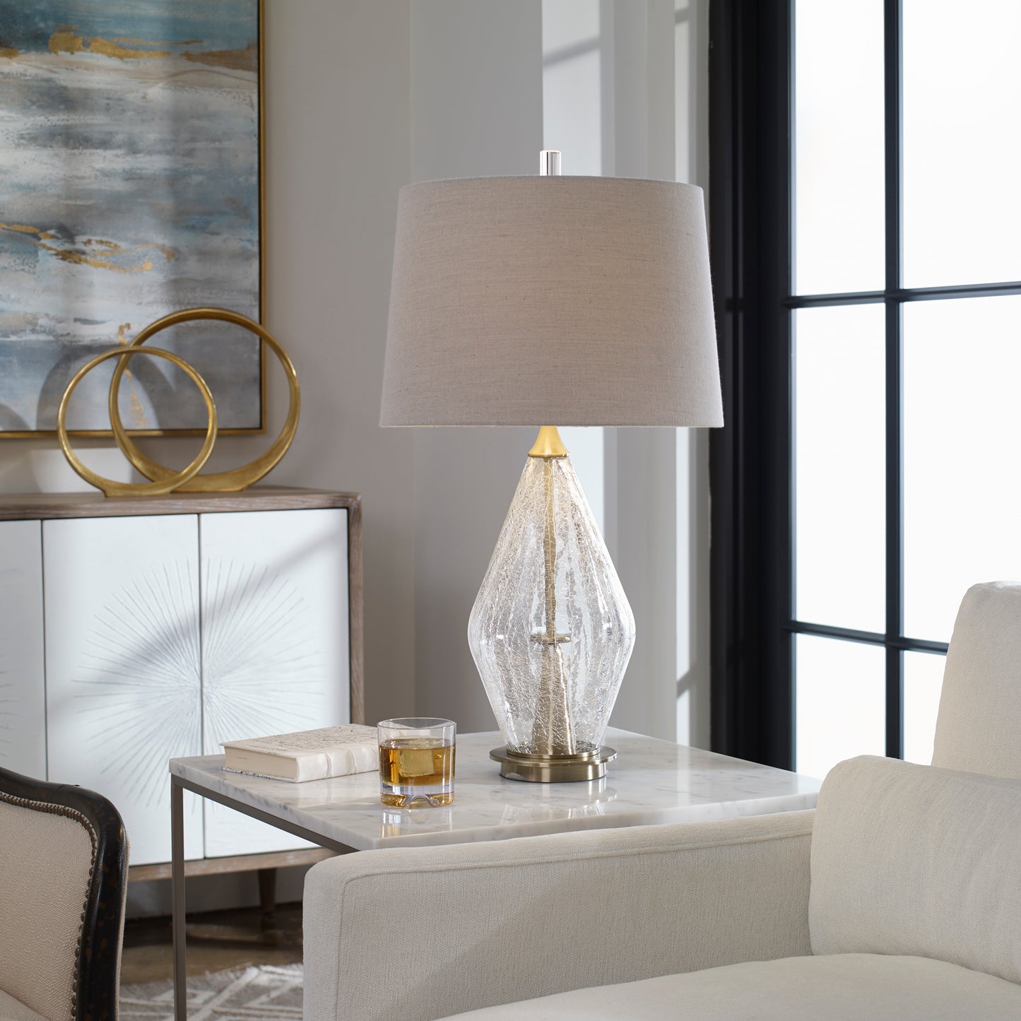 Uttermost 27086 Spezzano Crackled Glass Lamp