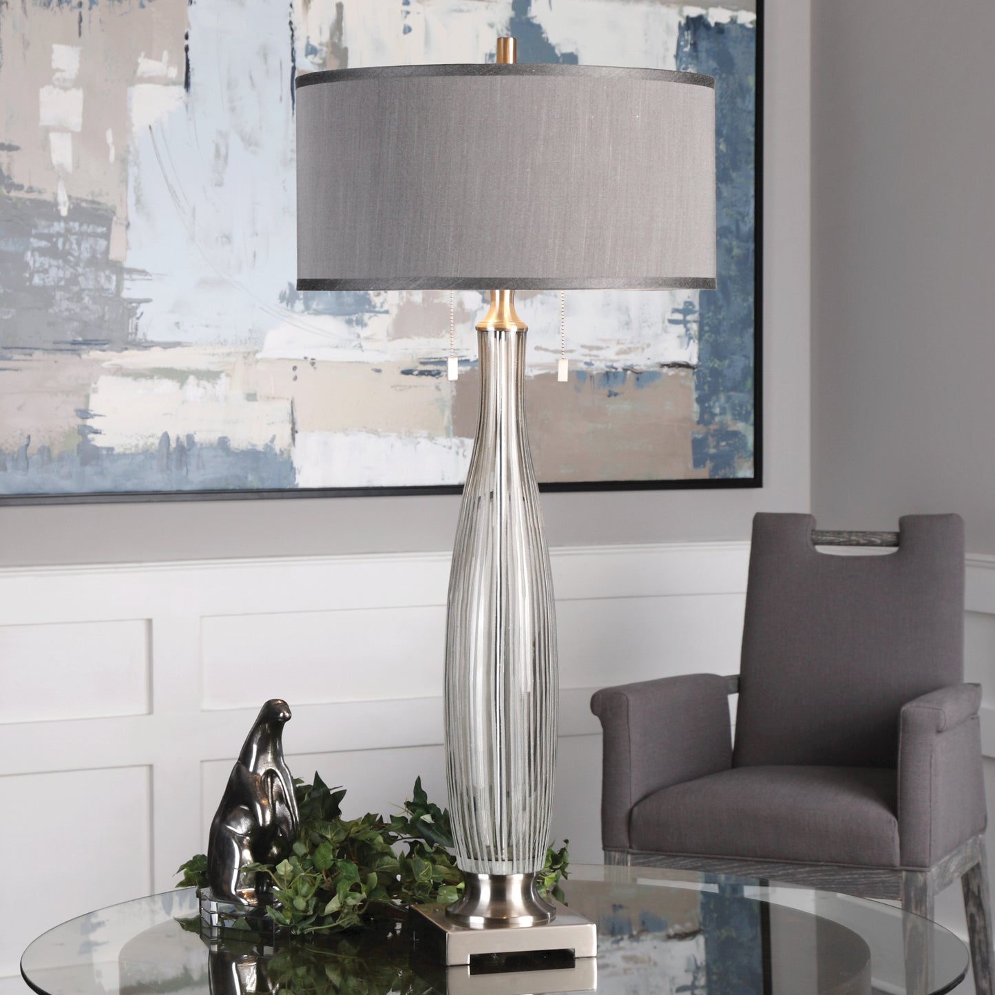 Uttermost 27199 Coloma Gray Glass Table Lamp