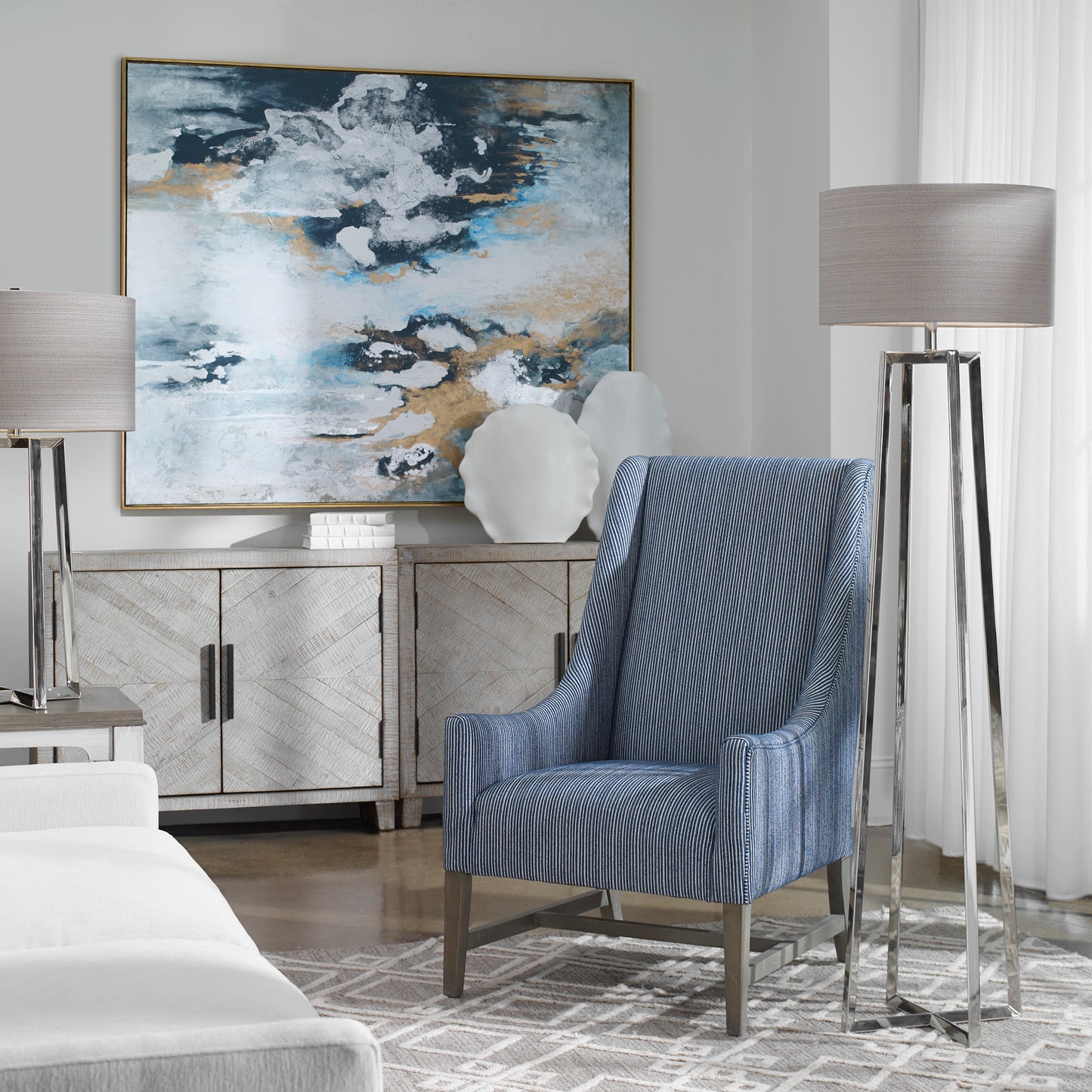 Uttermost 28111 Keokee Polished Nickel Floor Lamp