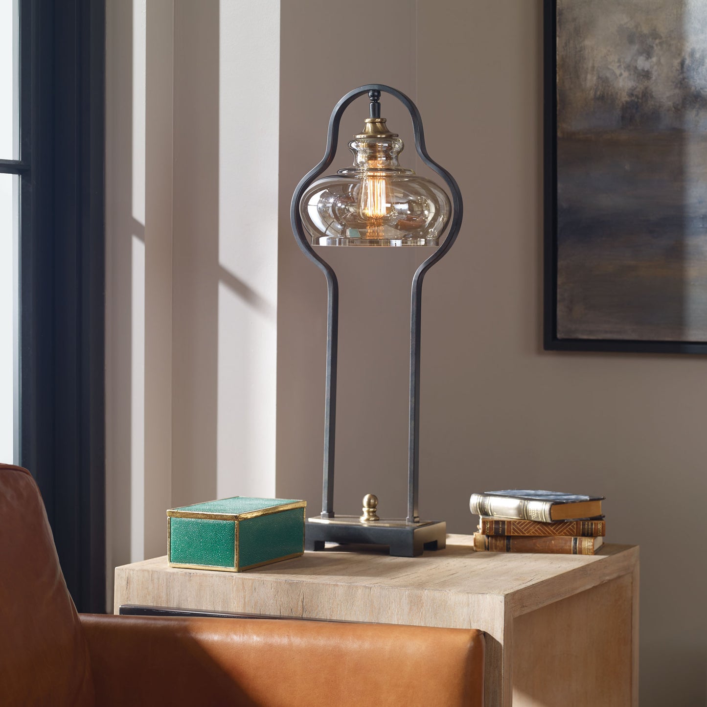 Uttermost 29259-1 Cotulla Aged Black Desk Lamp