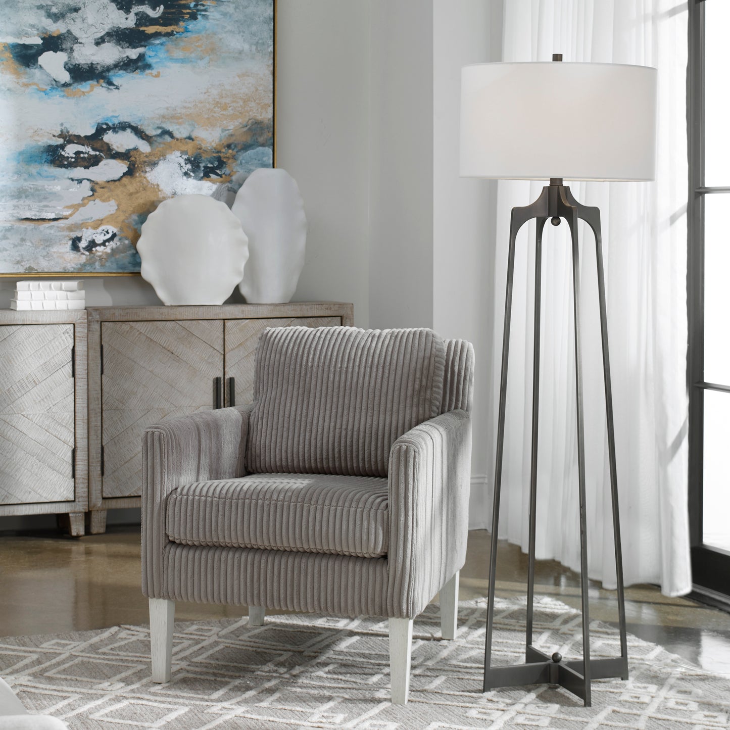 Uttermost 28131 Adrian Modern Floor Lamp