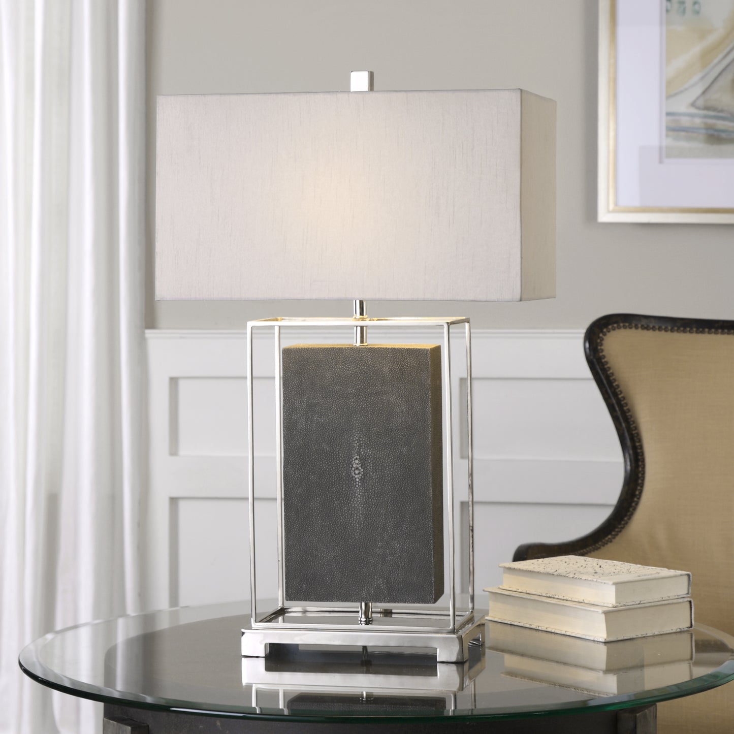 Uttermost 27329-1 Sakana Gray Textured Table Lamp