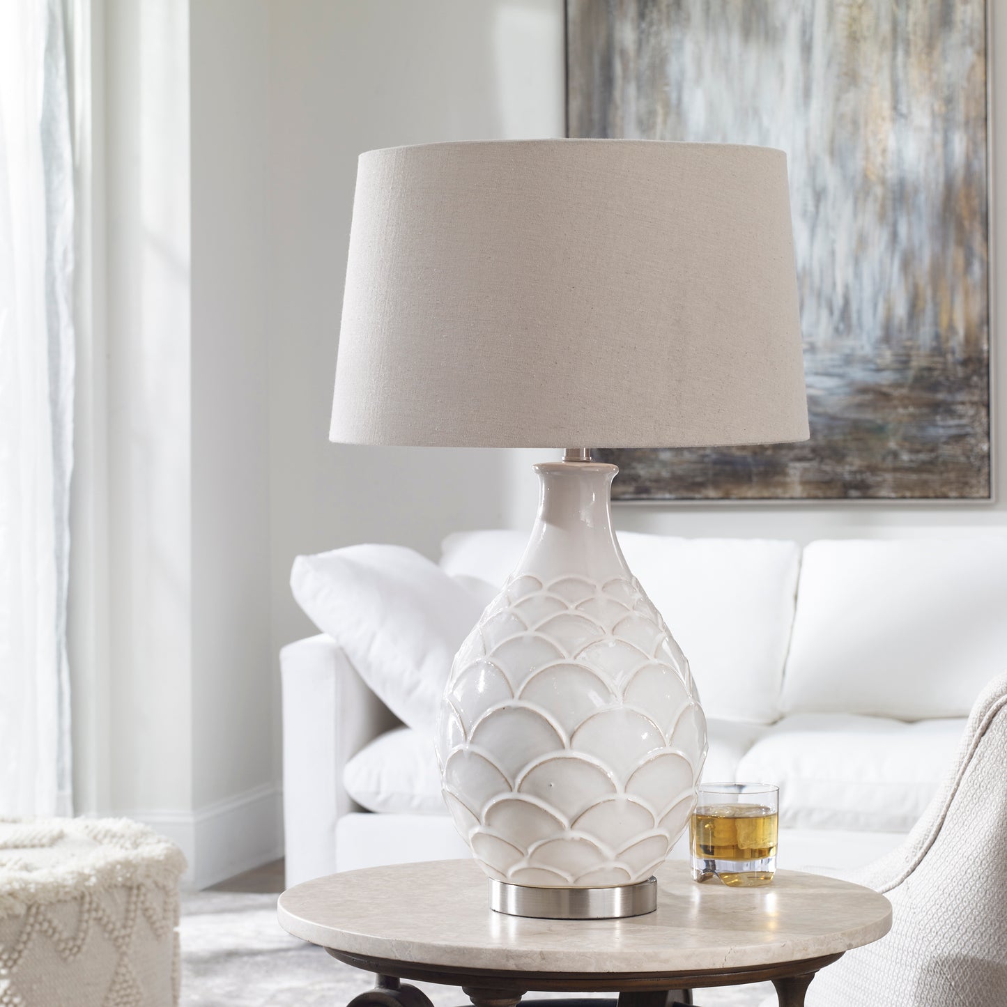 Uttermost 27534-1 Camellia Glossed White Table Lamp