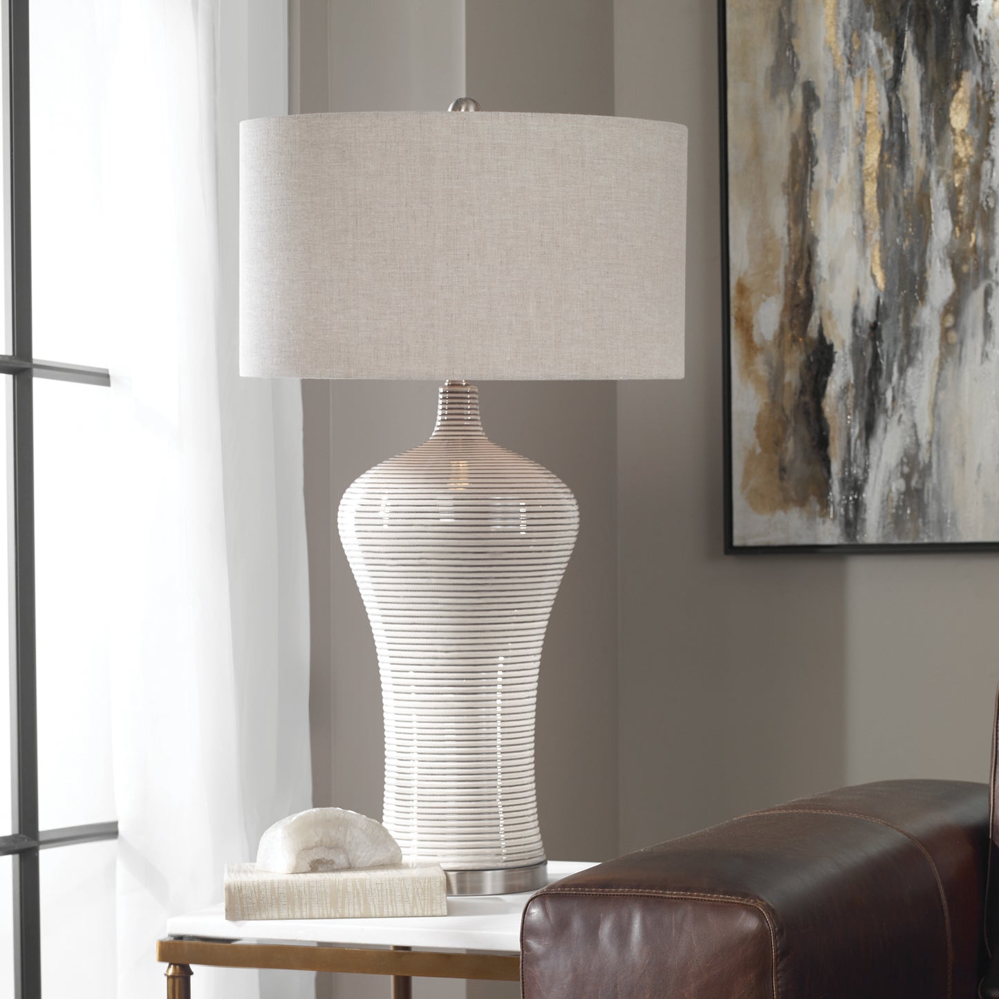 Uttermost 27570-1 Dubrava Light Gray Table Lamp