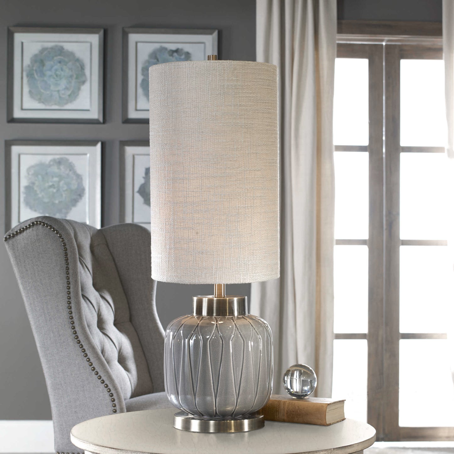 Uttermost 29559-1 Zahlia Aged Gray Ceramic Lamp