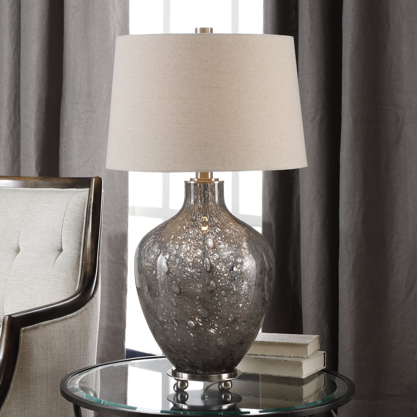 Uttermost 27802 Adria Transparent Gray Glass Lamp