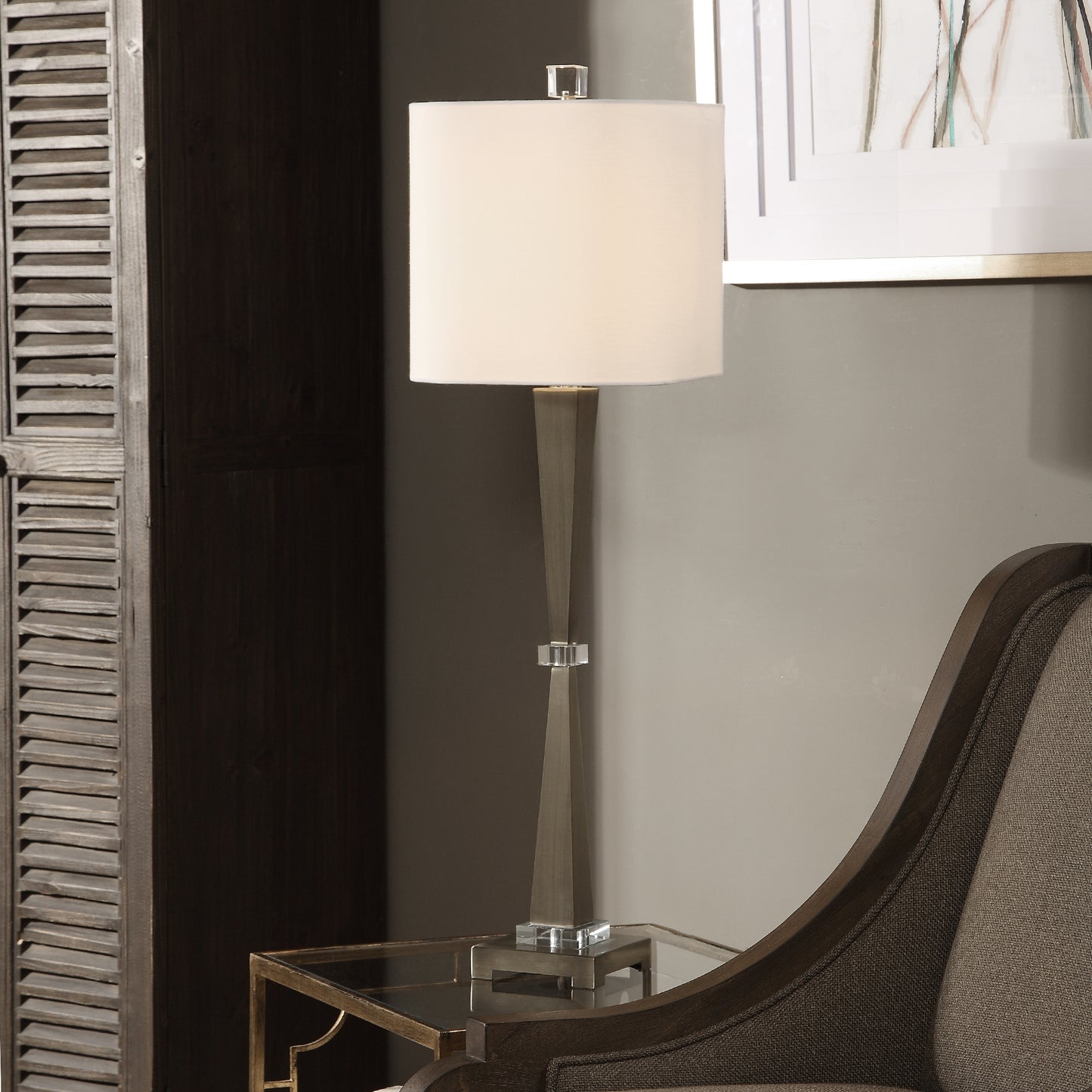 Uttermost 29618-1 Niccolai Antiqued Nickel Lamp