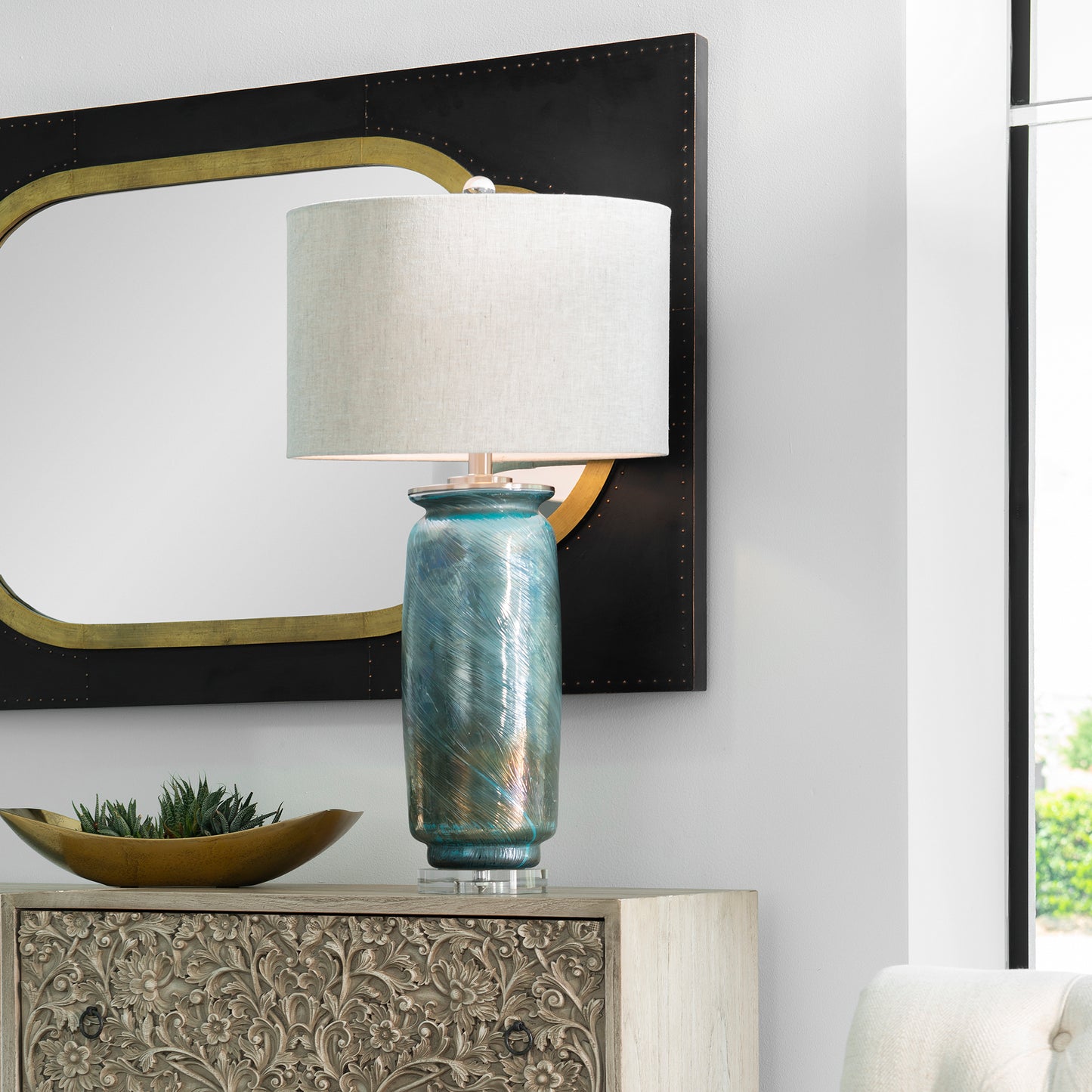 Uttermost 27919 Olesya Swirl Glass Table Lamp