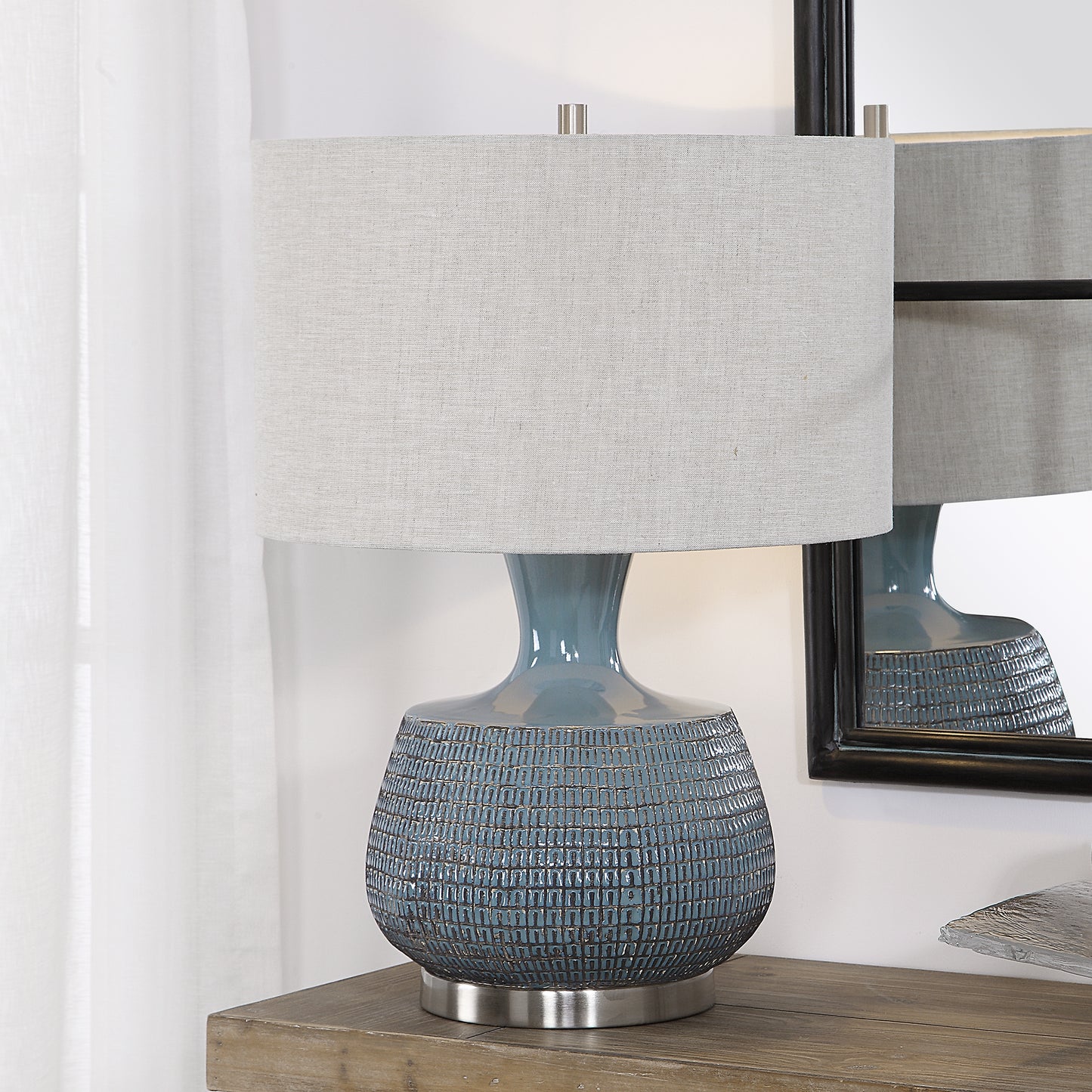 Uttermost 27925-1 Hearst Blue Glaze Table Lamp