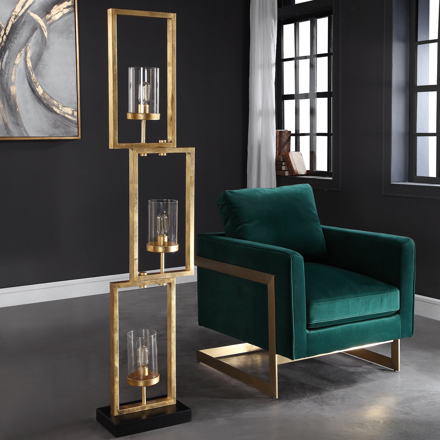 Uttermost 28189-1 Cielo Staggered Rectangles Floor Lamp