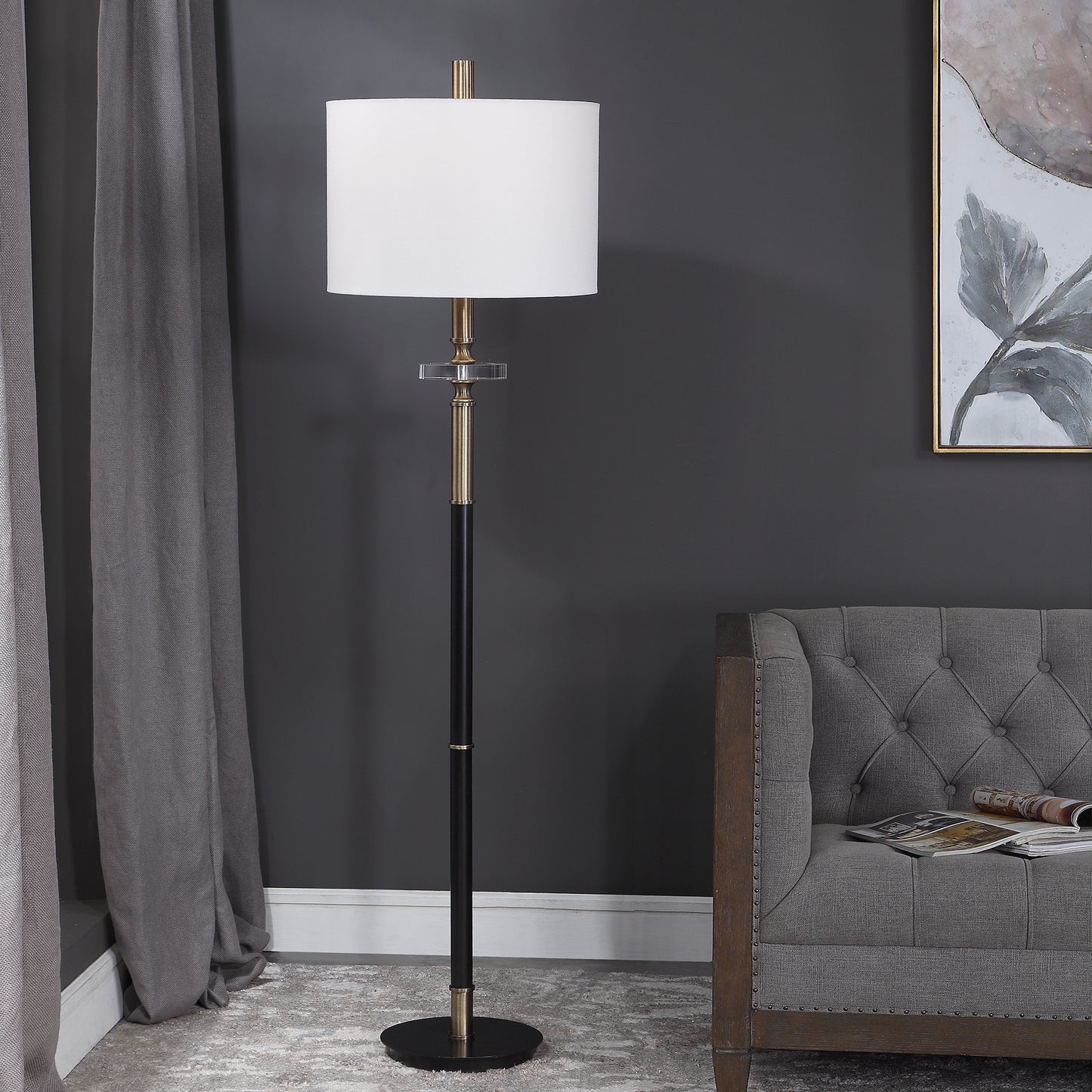 Uttermost 28196-1 Maud Aged Black Floor Lamp