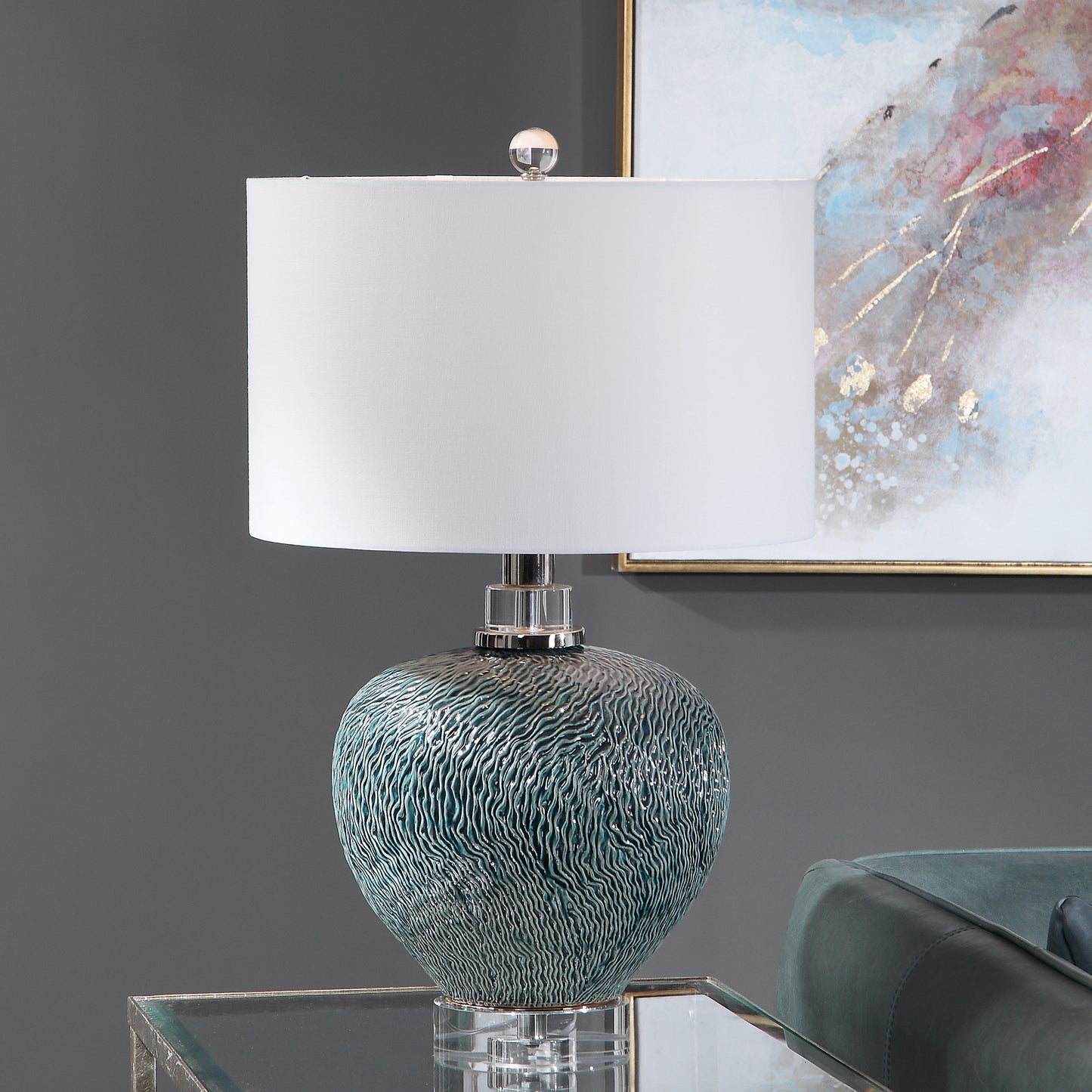 Uttermost 28208-1 Almera Dark Teal Table Lamp