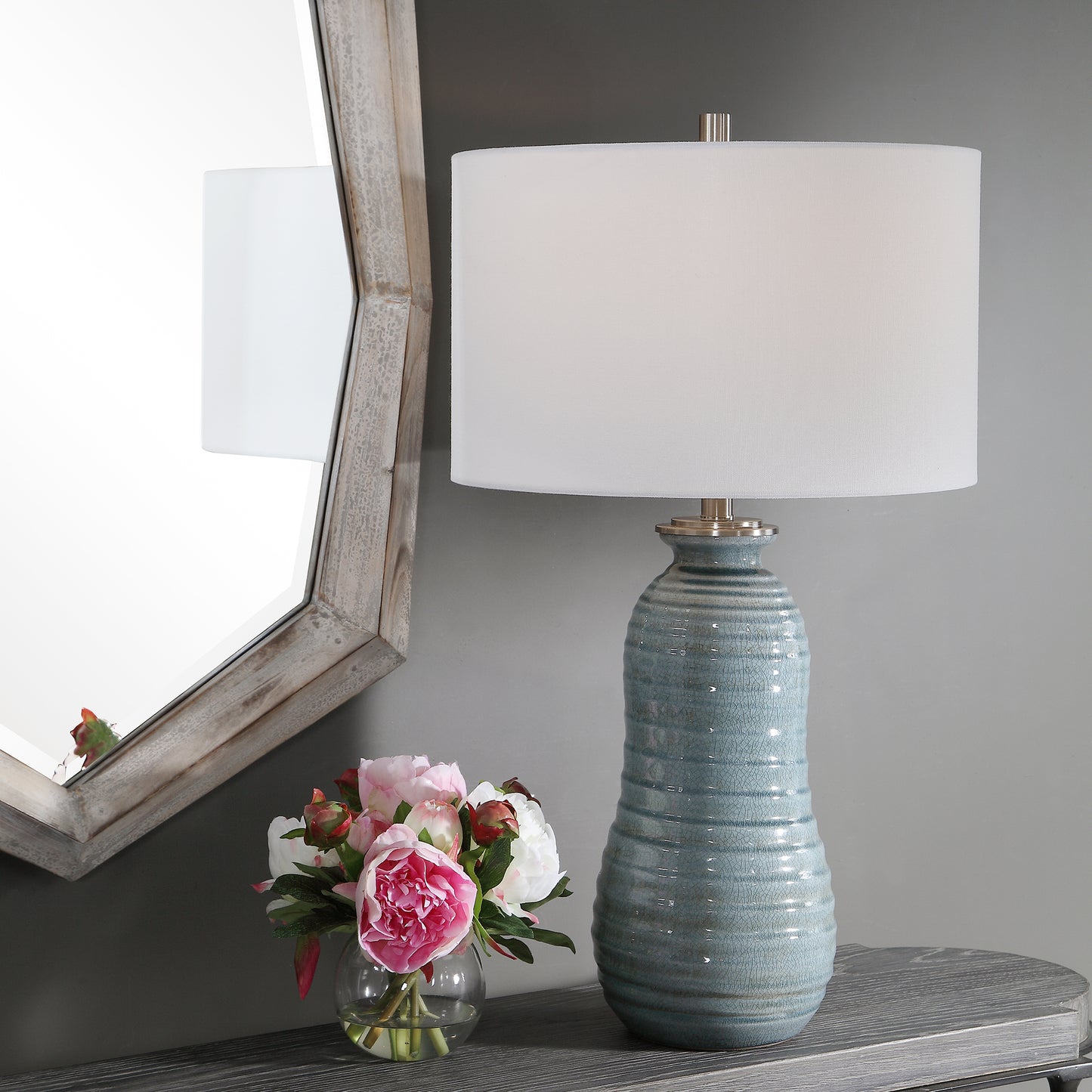 Uttermost 26362-1 Zaila Light Blue Table Lamp