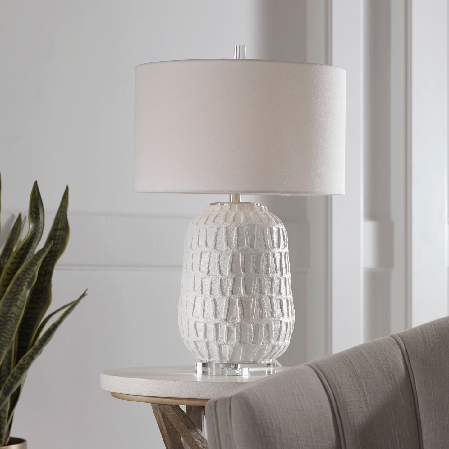 Uttermost 28283-1 Caelina Textured White Table Lamp
