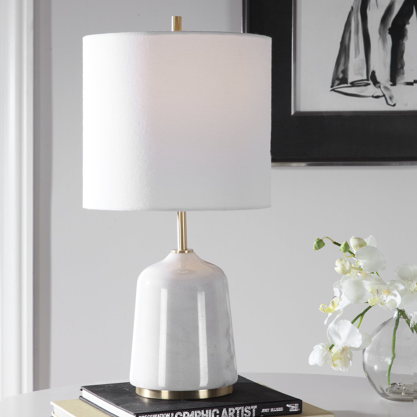 Uttermost 28332-1 Eloise White Marble Table Lamp